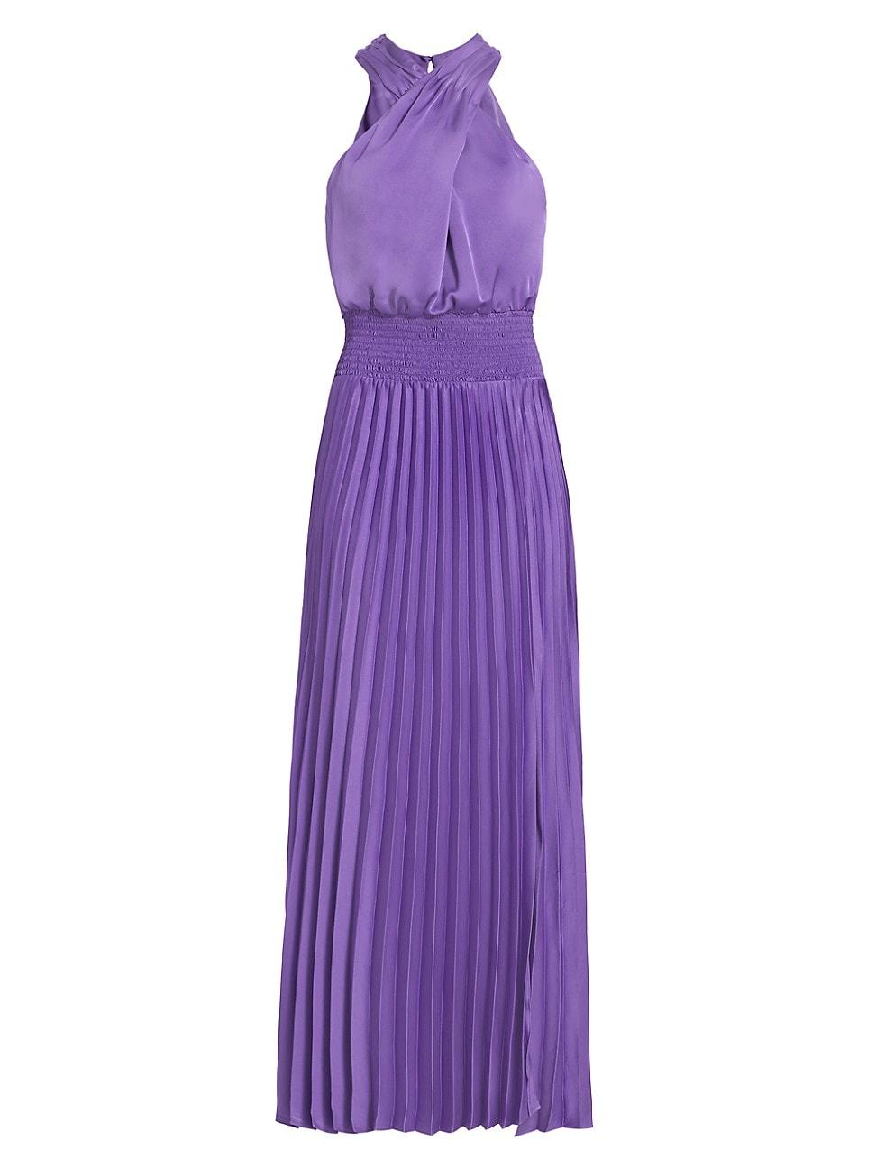 Ramy Brook Arina Halter Neck Pleated Maxi Dress in Purple | Lyst