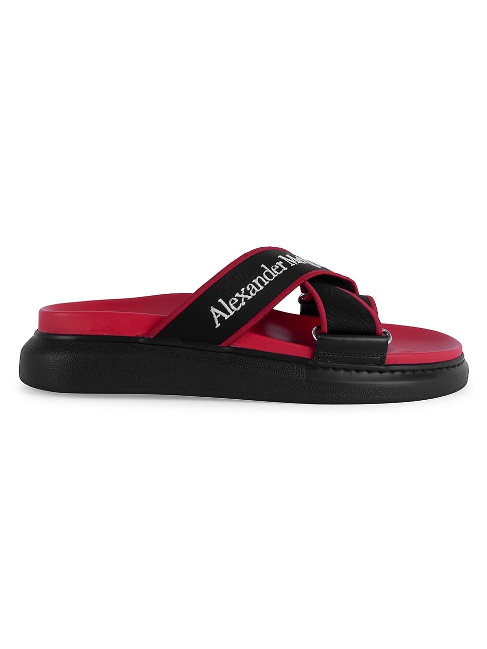 Alexander McQueen Logo Strap Slide Sandals in Red for Men | Lyst