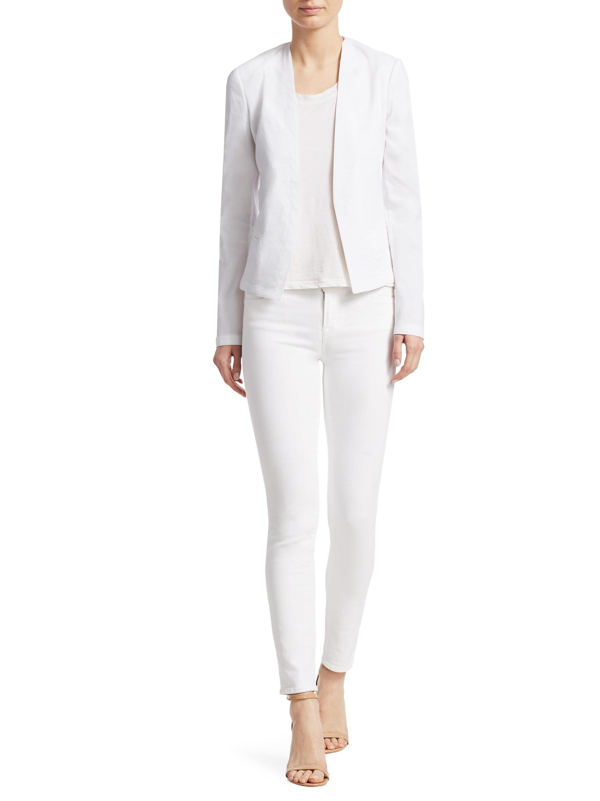 theory collarless blazer in good linen