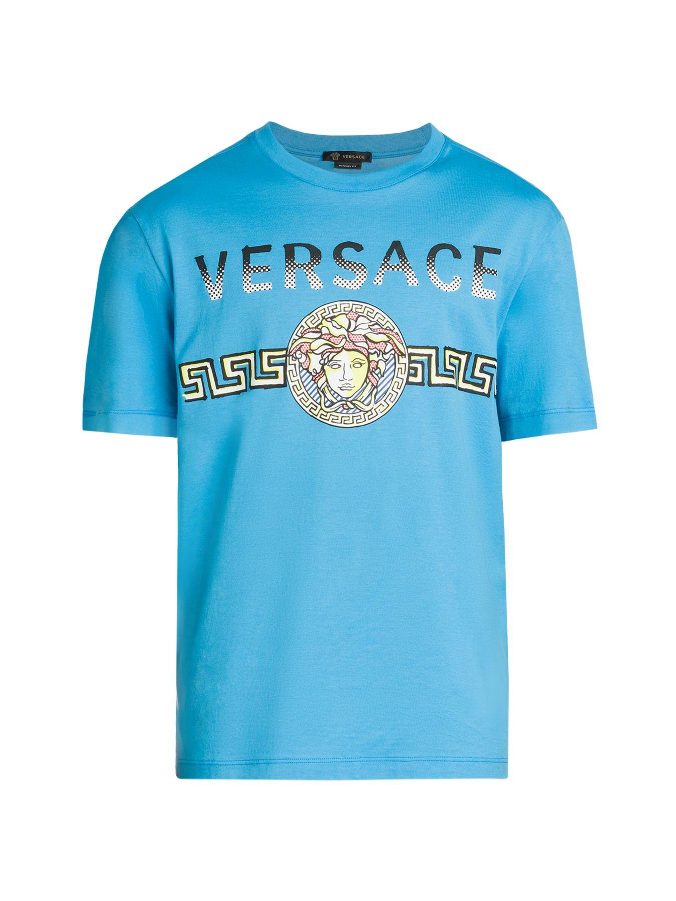 Versace Cotton Graphic T-shirt in Turquoise (Blue) for Men - Lyst