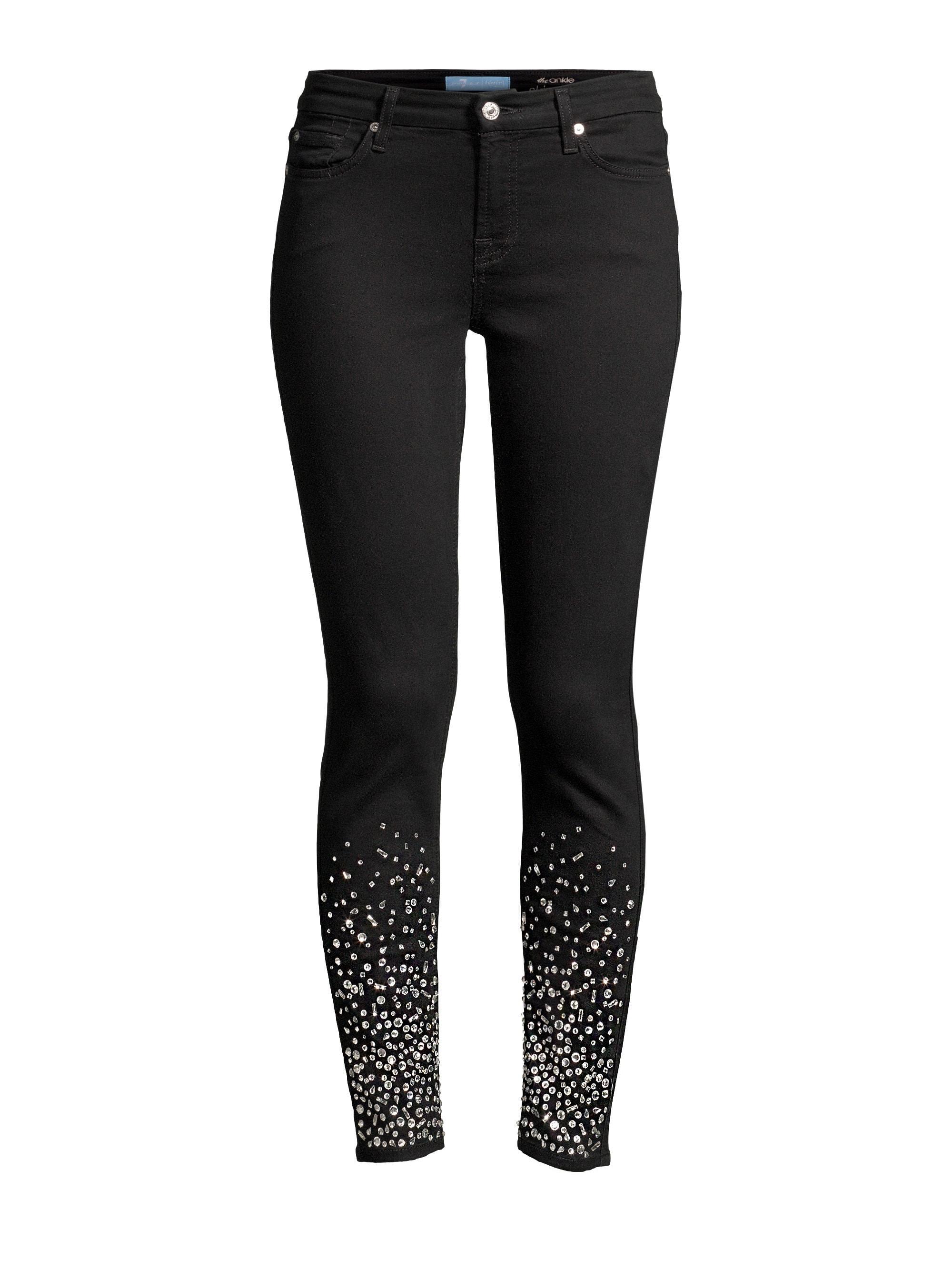 7 For All Mankind Denim Rhinestone Embellished Skinny Jeans in Black Lyst