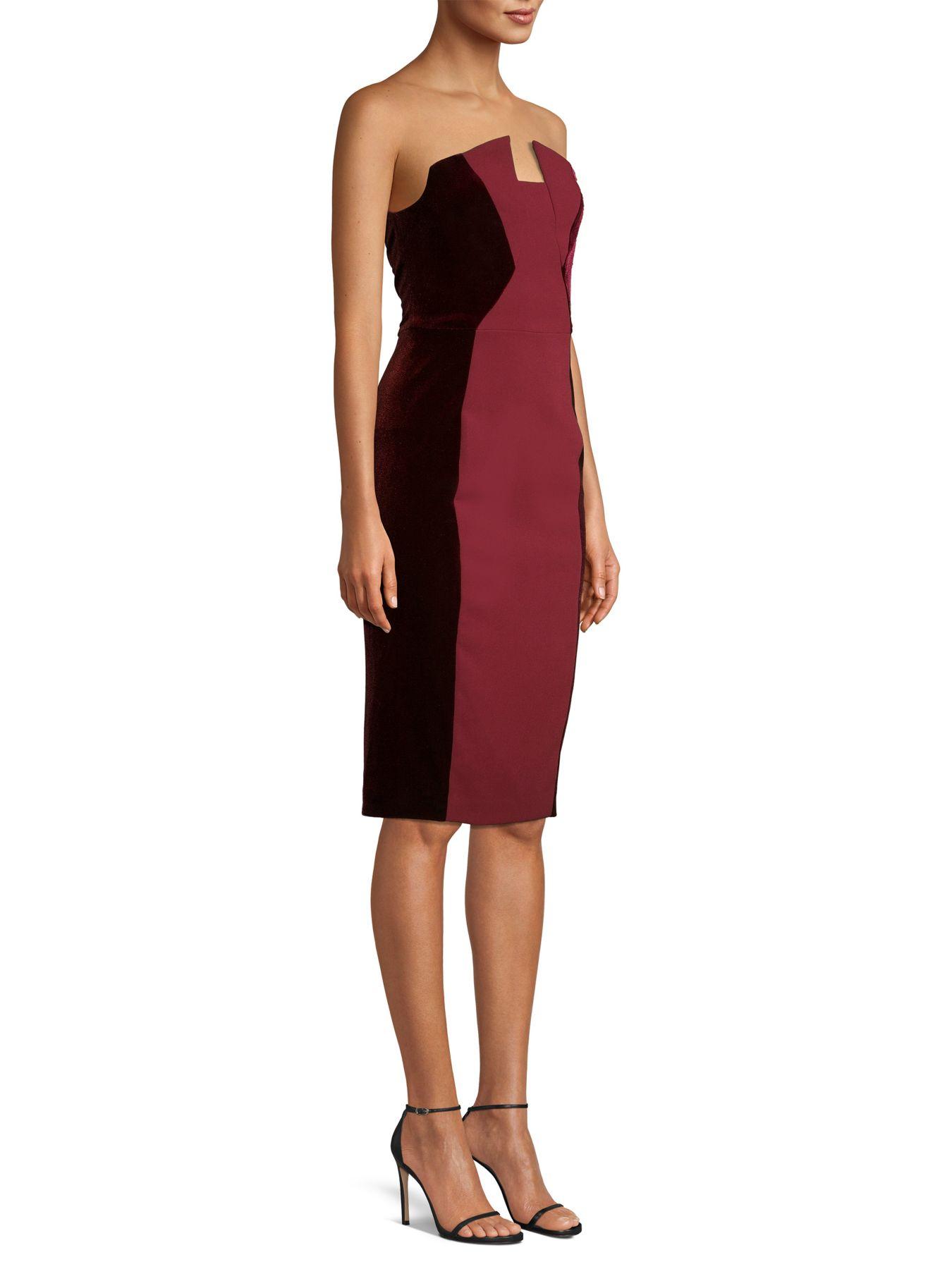 Black Halo Velvet Lena Strapless Sheath Dress in Red - Lyst
