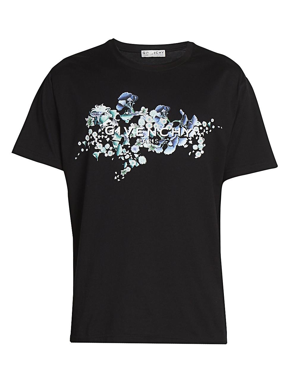 Givenchy Floral Logo-print Cotton T-shirt in Black for Men - Lyst