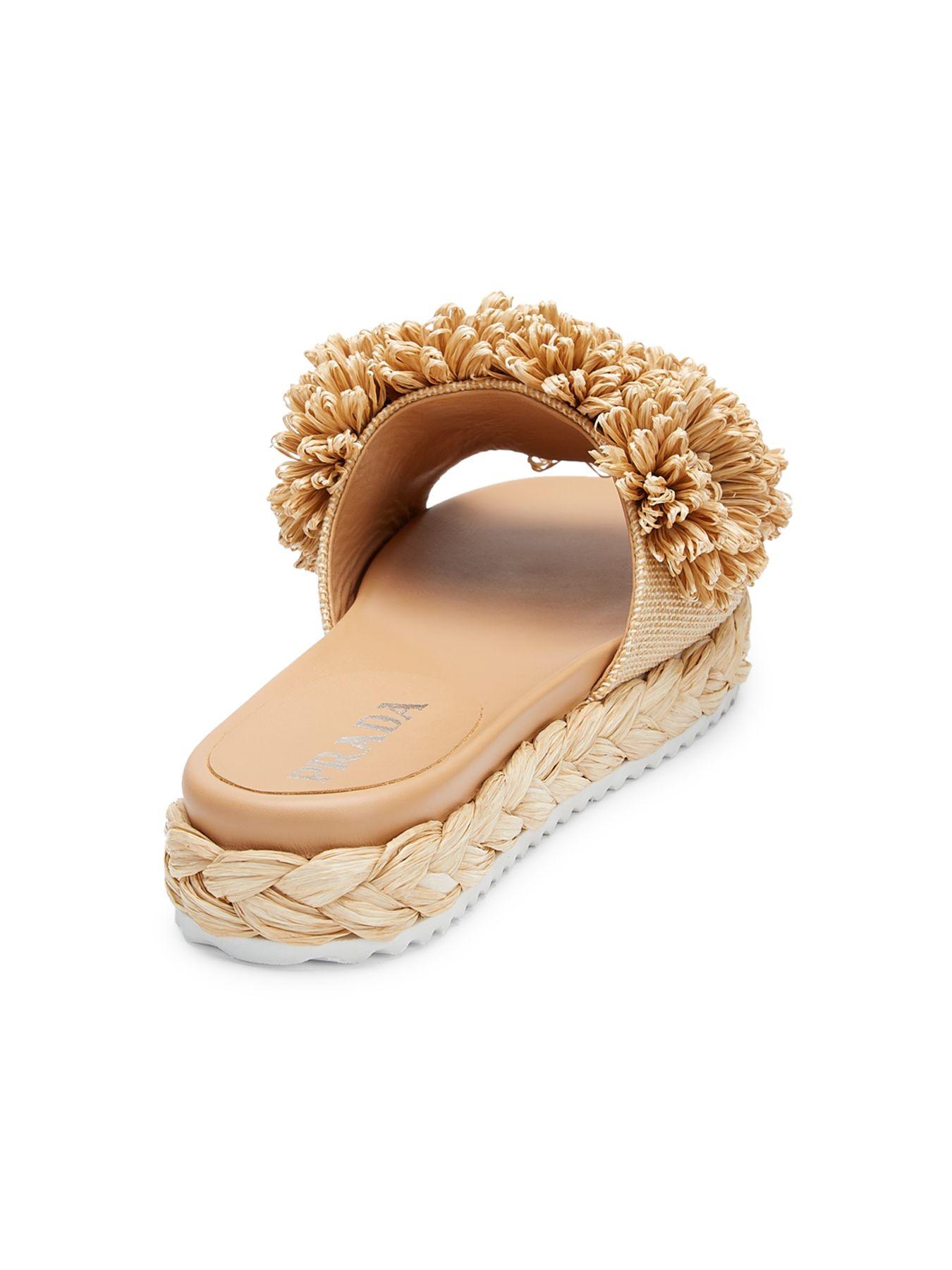prada raffia bow flat slide sandals