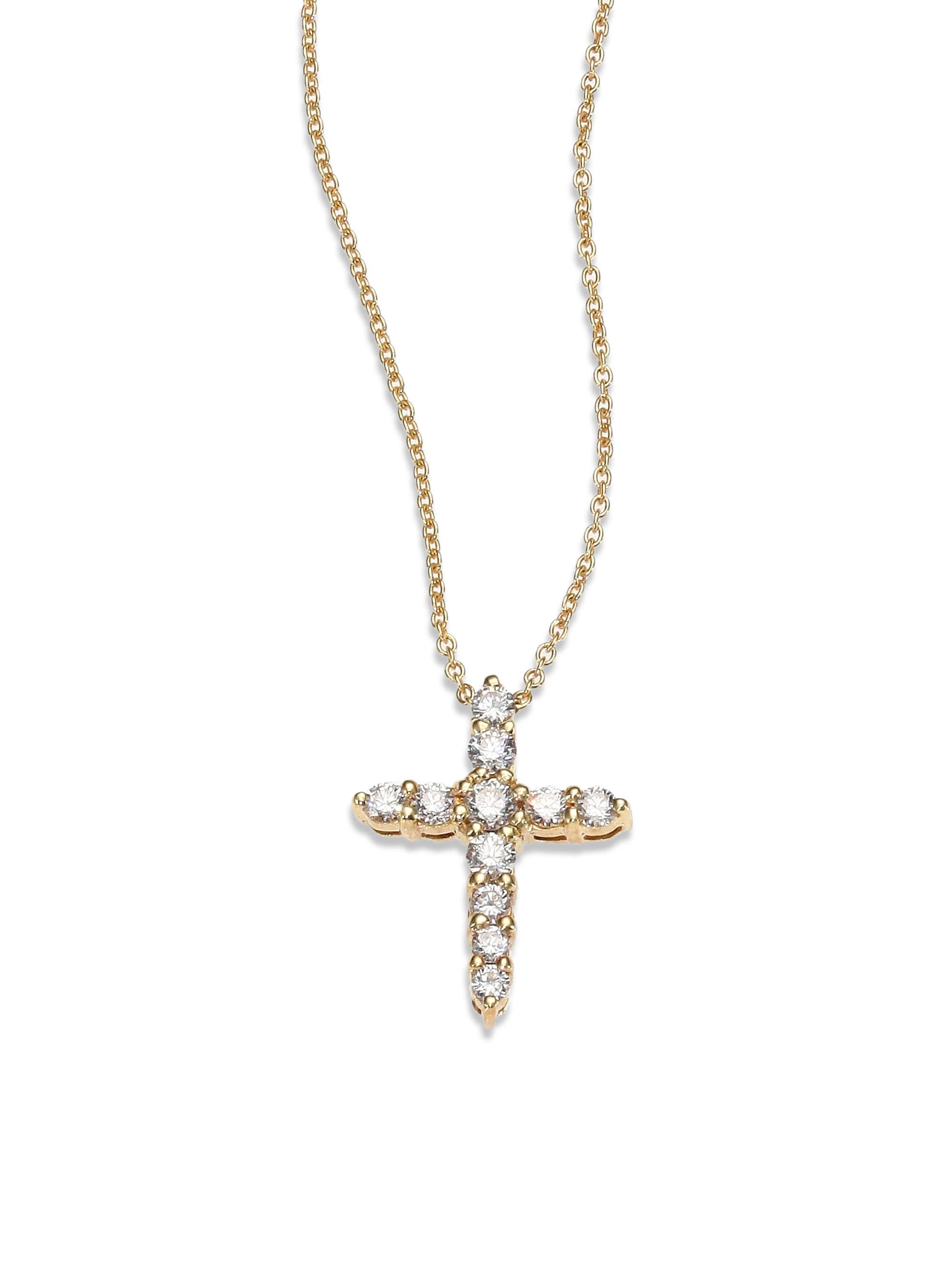 Roberto Coin Tiny Treasures Diamond & 18k Yellow Gold Cross Pendant