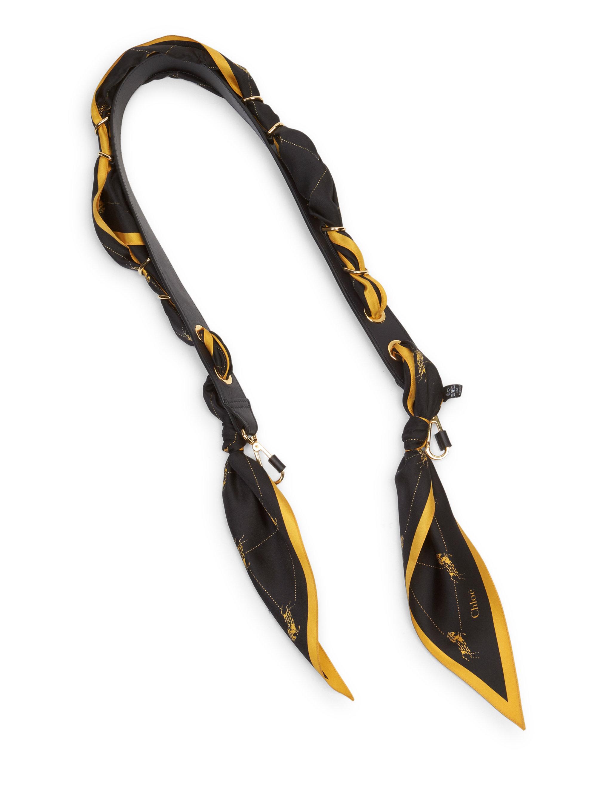Chloé Woven Silk Scarf Handbag Strap in Black Lyst