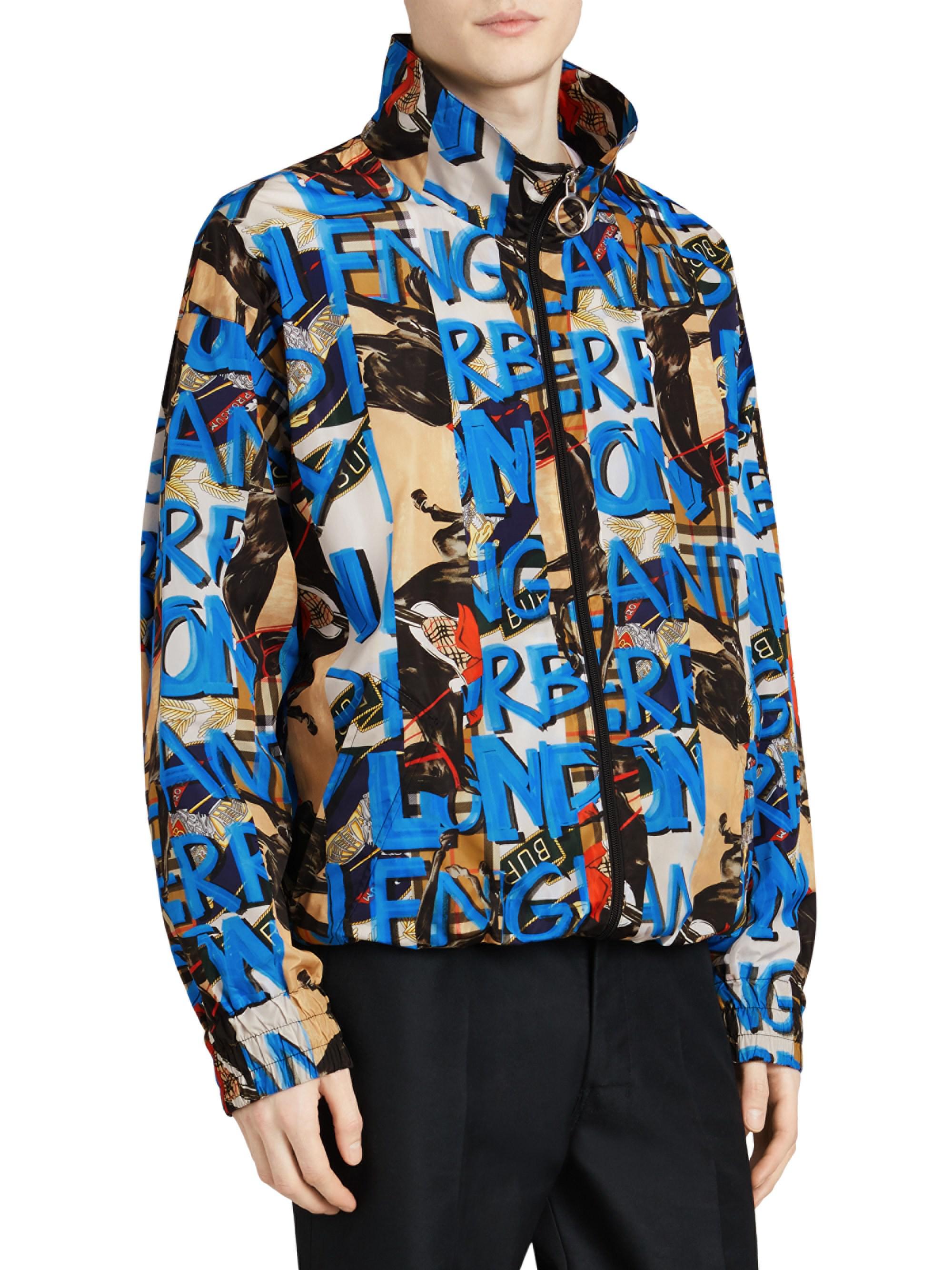 In the mercy of Elucidation screw Burberry Graffiti-print Shell Jacket in Antique Yellow (Blue) for Men | Lyst