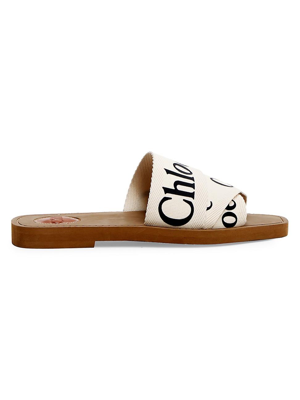 chloé canvas logo sandals