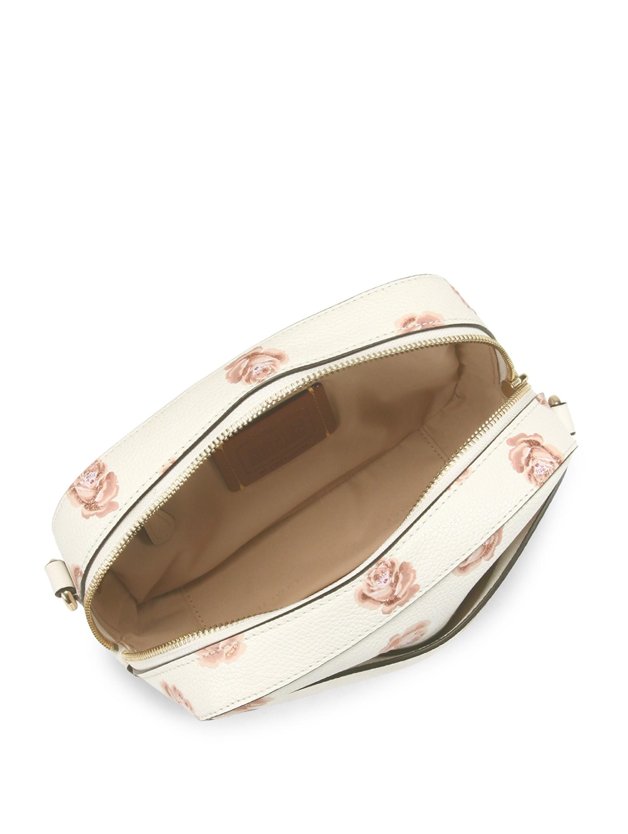 coach rose print camera bag