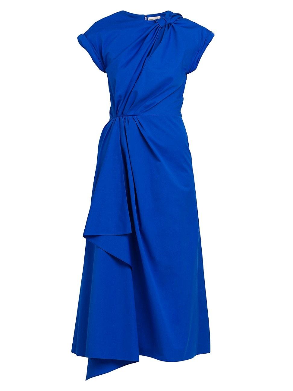 Alexander McQueen Draped Cut-out Midi-dress in Blue | Lyst