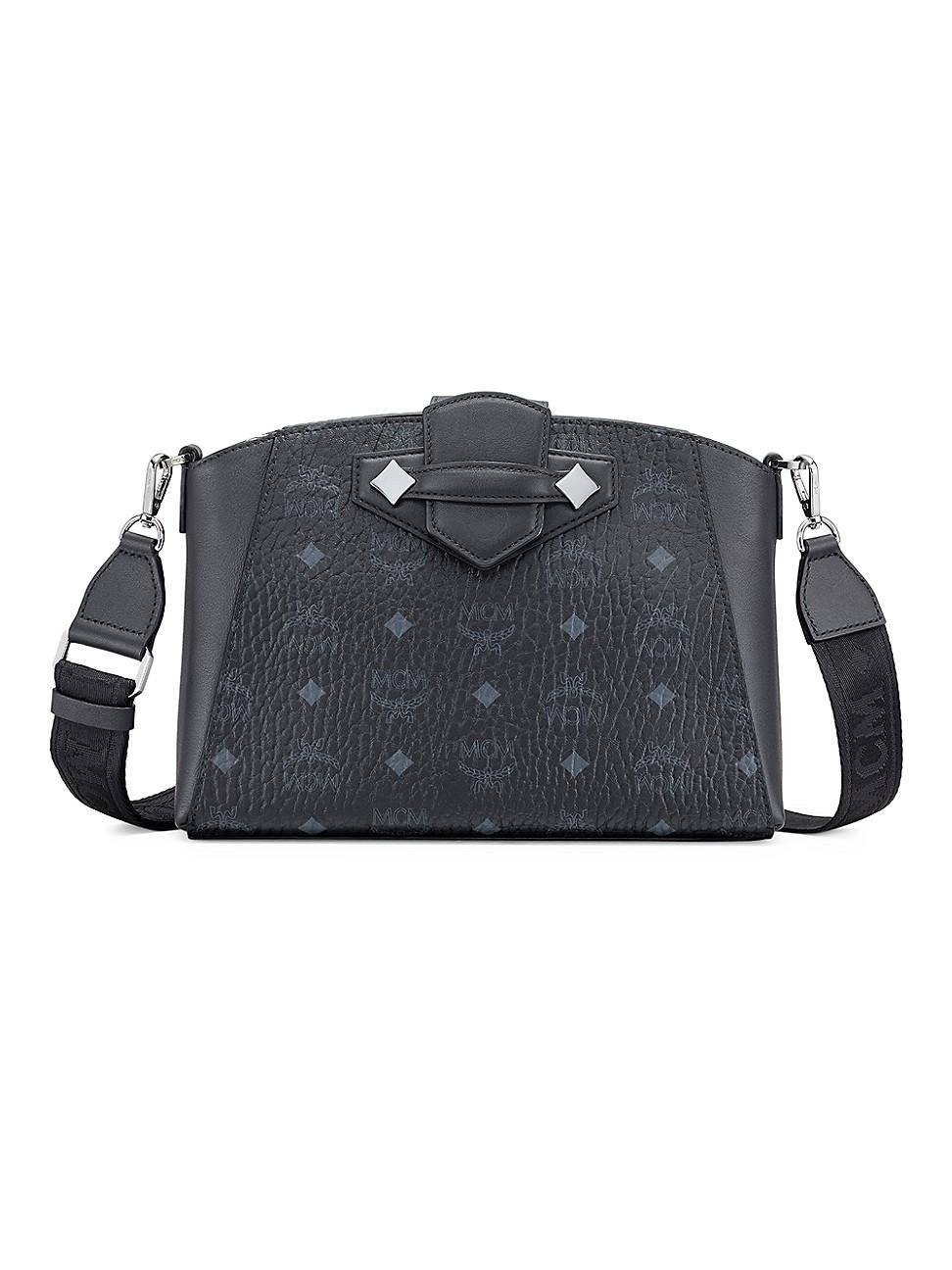 MCM Essential Visetos Crossbody Bag in Black | Lyst