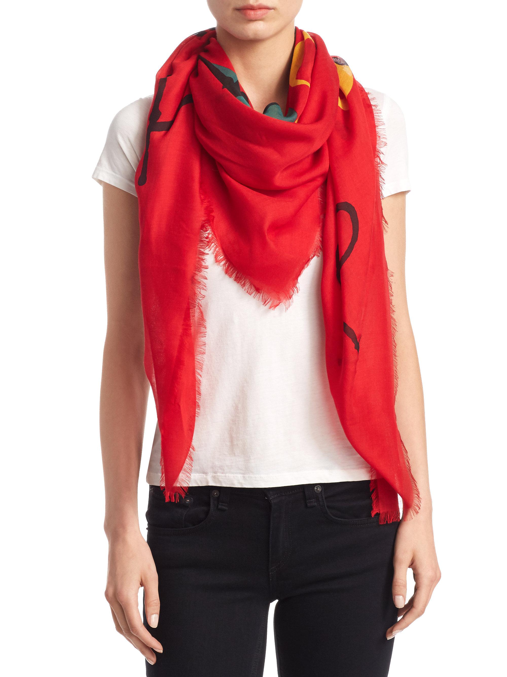  Gucci  Silk Tomorrow  Is Now Yesterday Scarf in Red Lyst