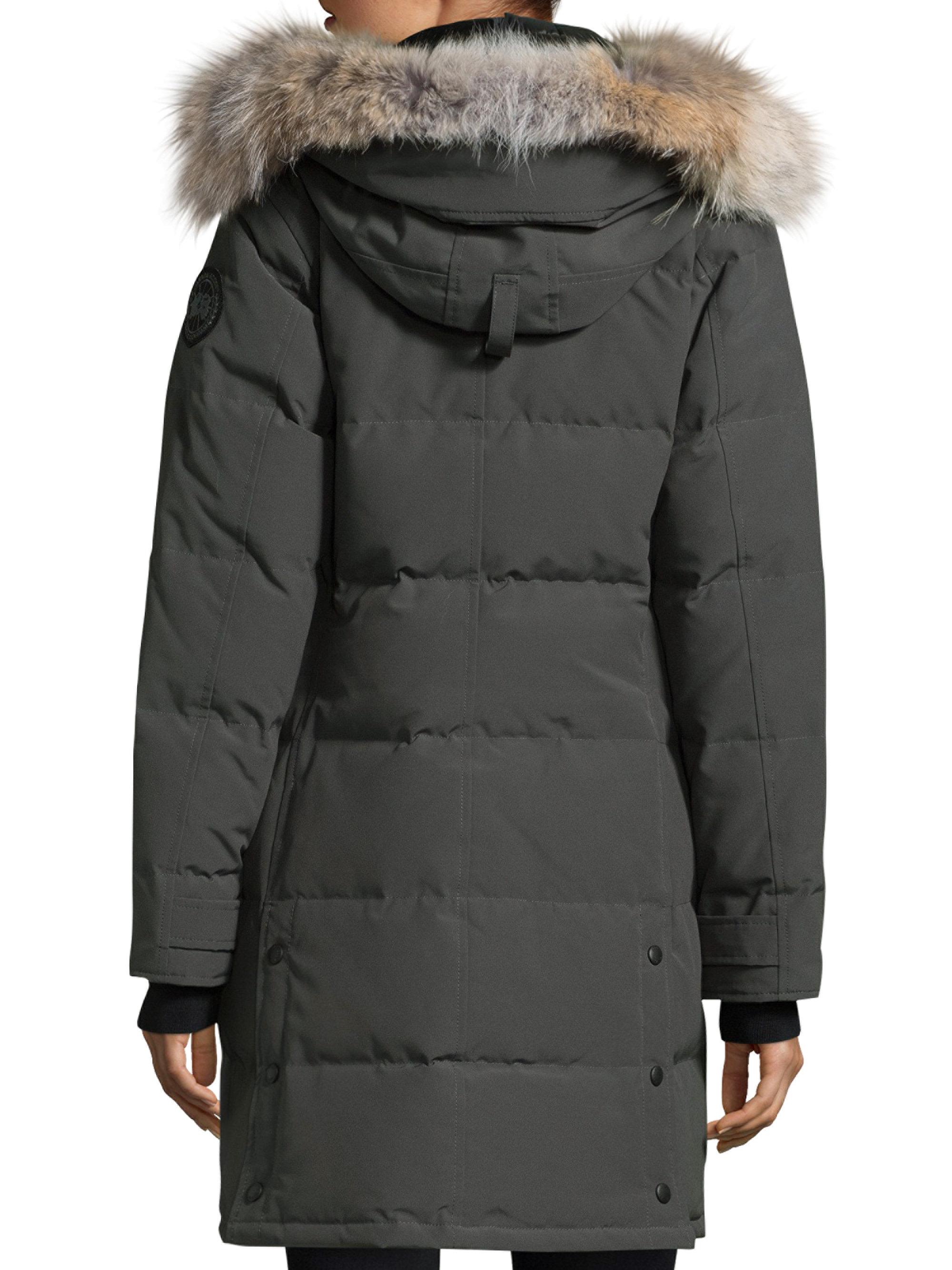 Canada Goose Shelburne Hooded Fur Jacket In Graphite Gray
