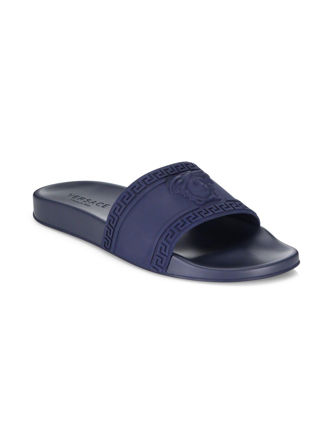 Versace Rubber Medusa Cardinal Slide Sandals in Navy (Blue) for Men - Lyst