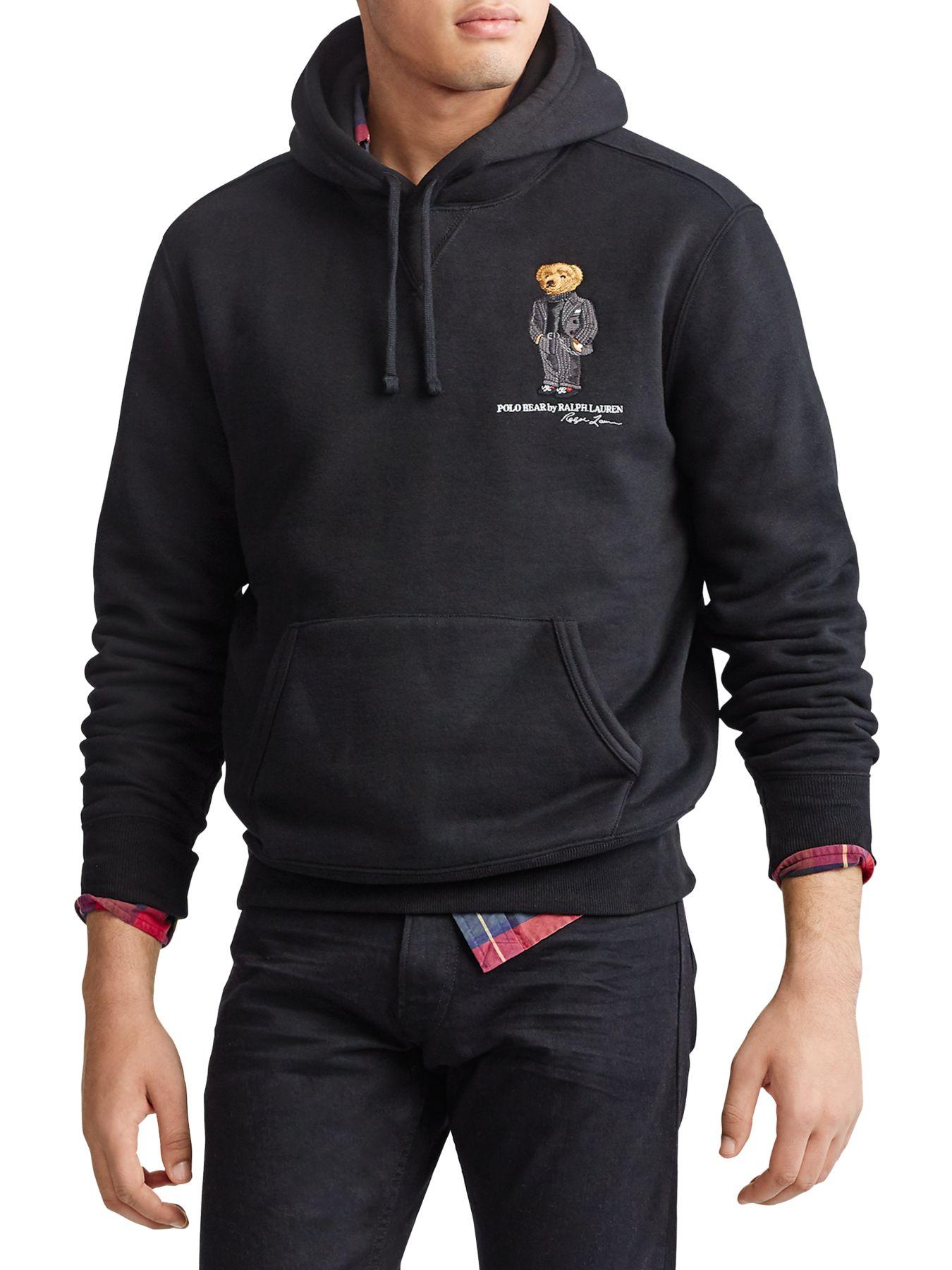 Polo Ralph Lauren Cotton Polo Bear Logo Hoodie in Black for Men - Lyst