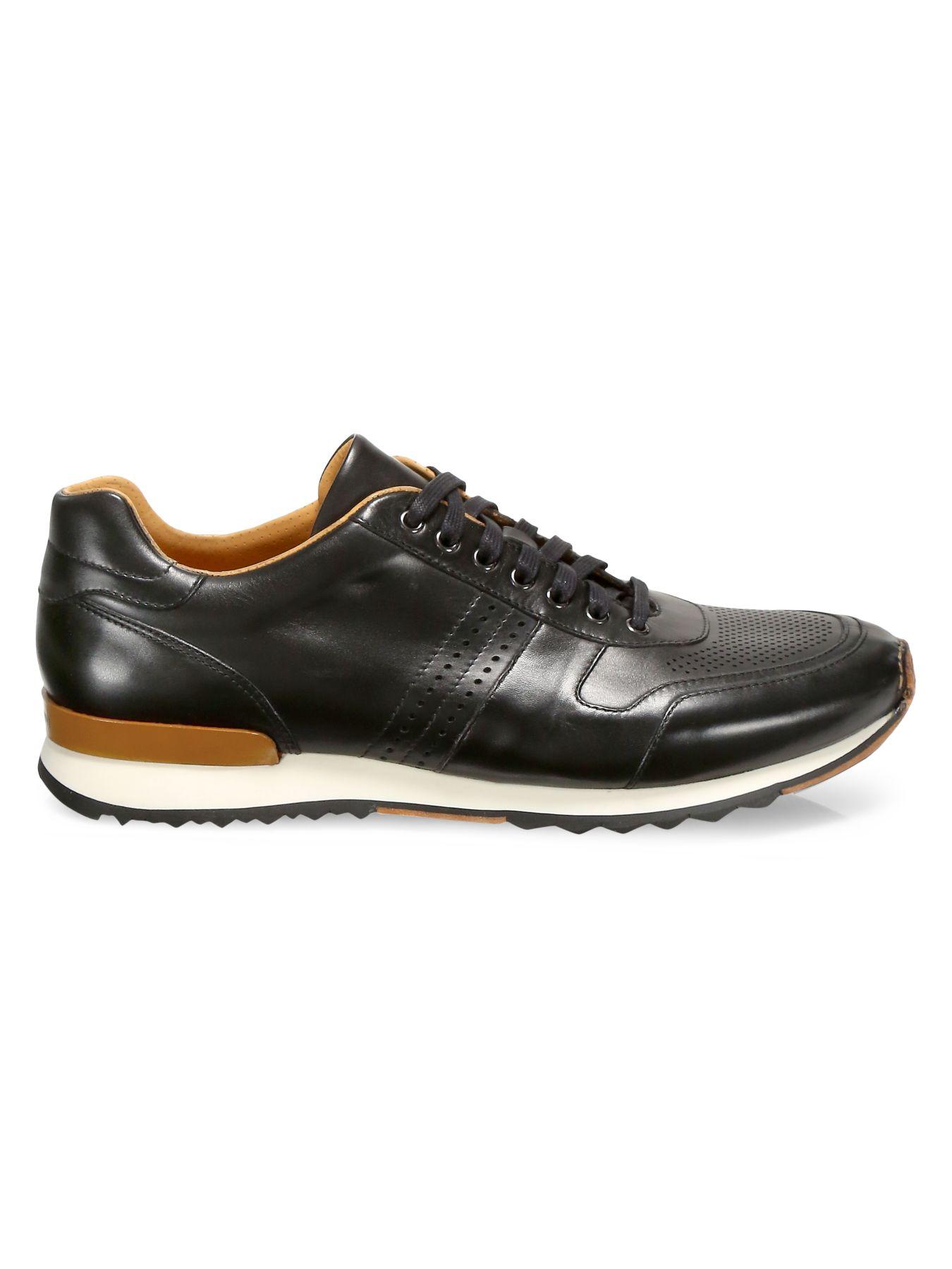 Saks Fifth Avenue Collection Leather Sneakers in Black for Men - Lyst