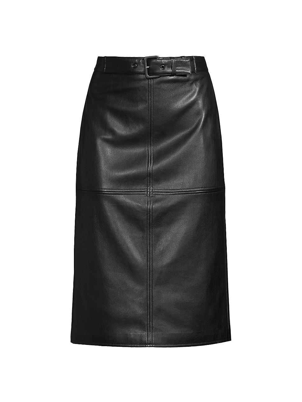 Elie Tahari Vegan Leather Midiskirt in Black Lyst
