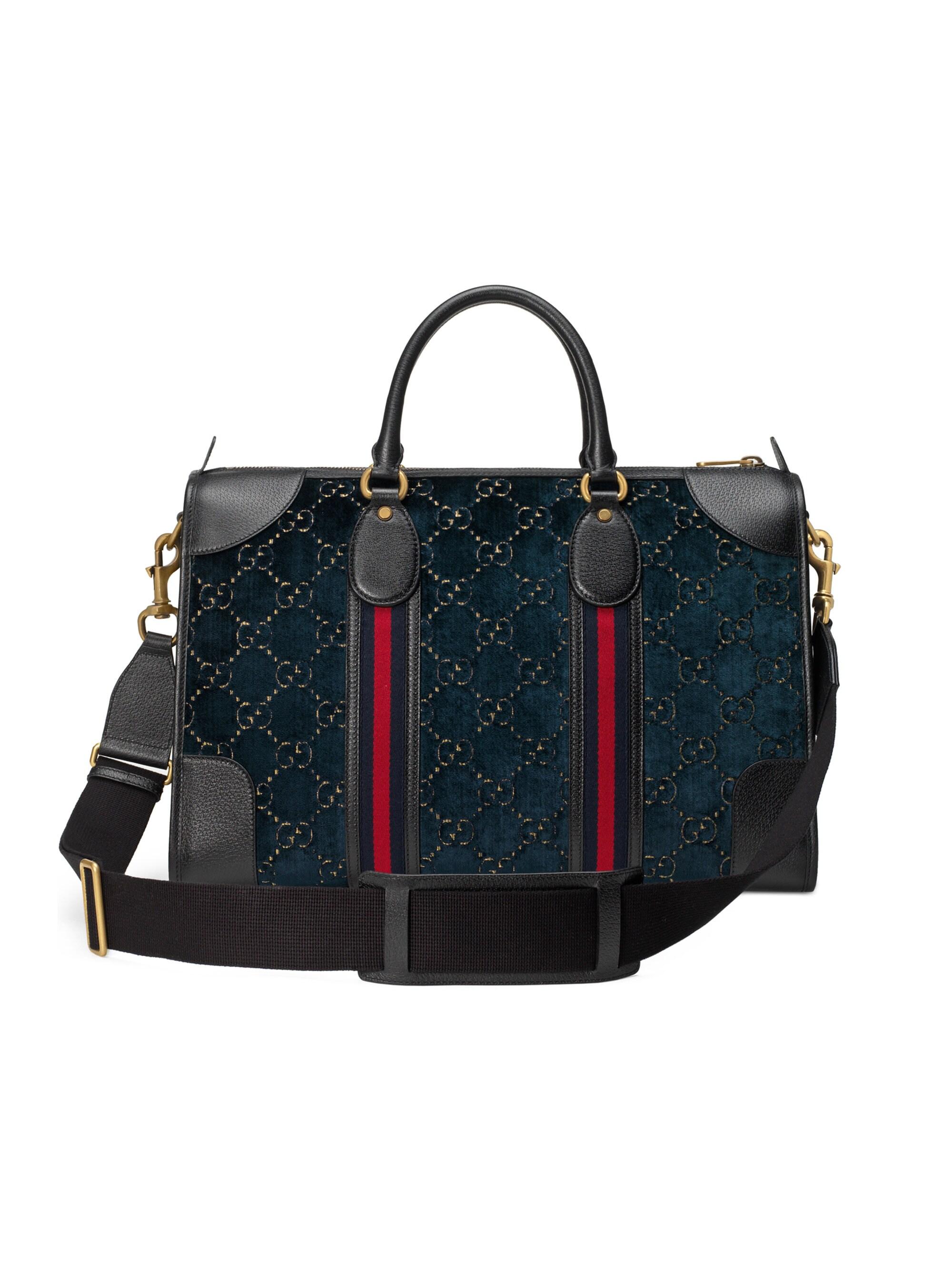 Gucci Men's GG Velvet Weekender Bag in Blue for Men | Lyst