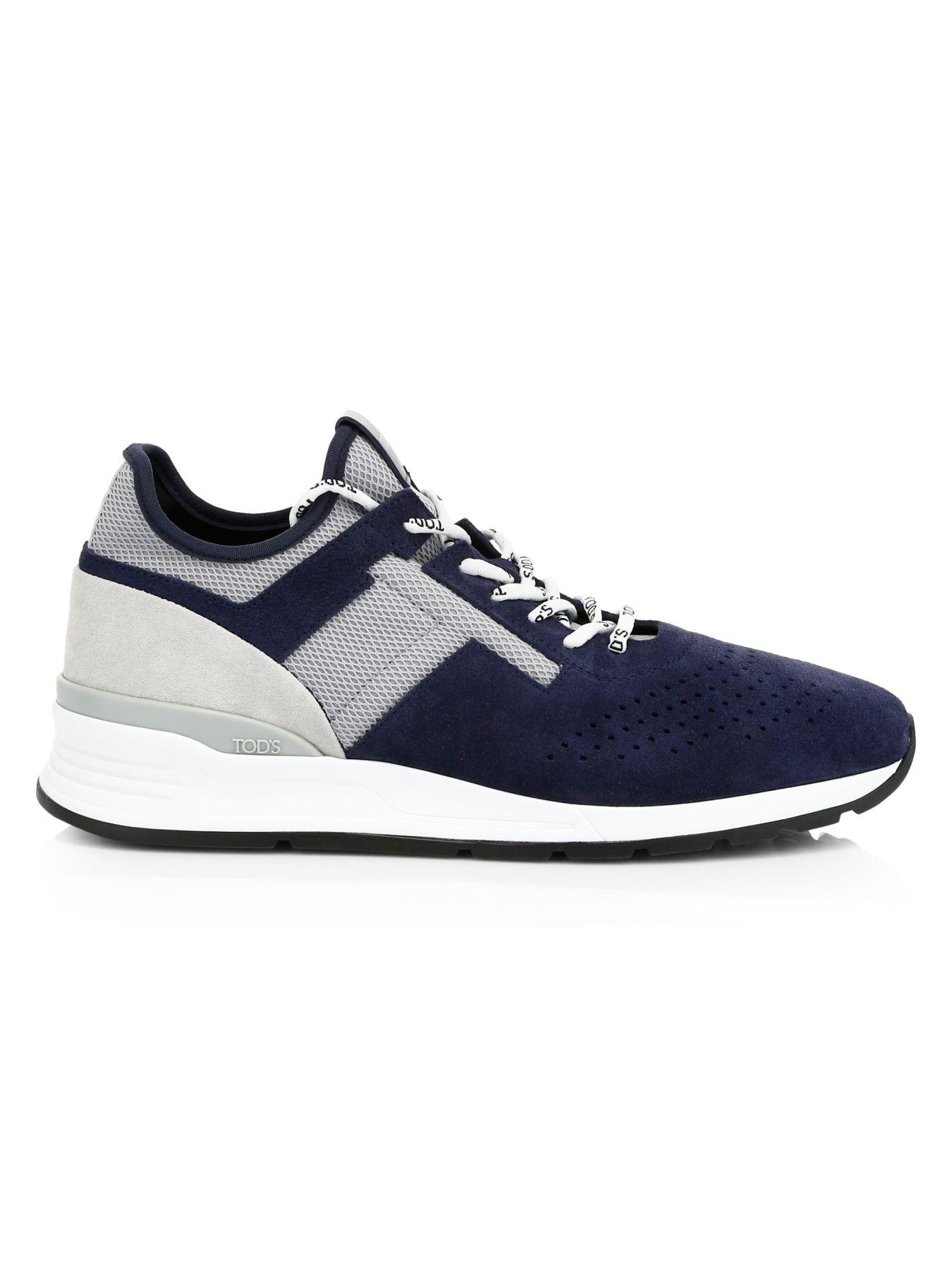 Tod's Sportivo Suede & Neoprene Sneakers in Blue for Men - Lyst