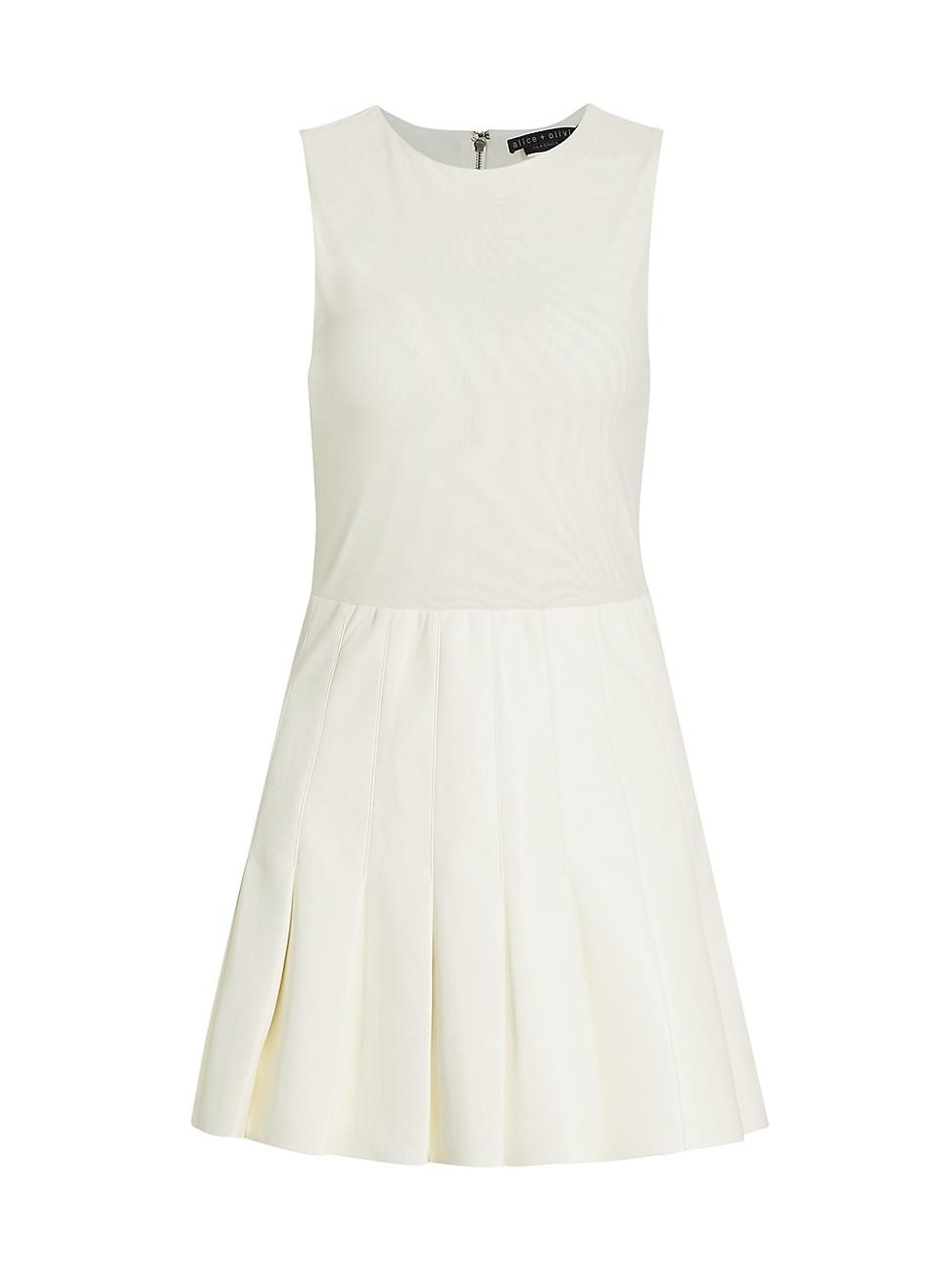 Alice + Olivia Chara Vegan Leather Fit&flare Dress in White Lyst