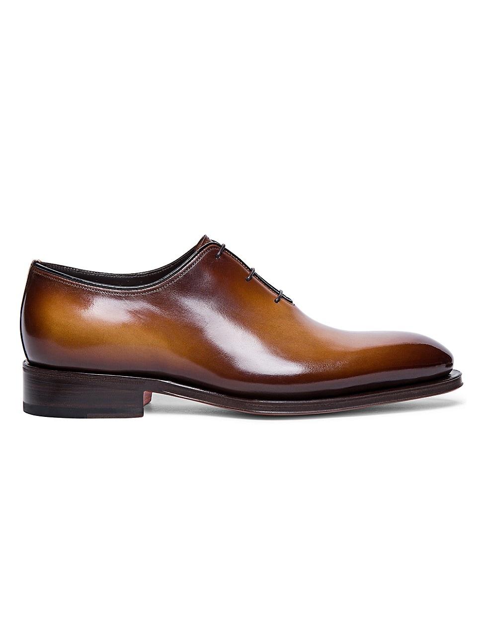 Santoni Burnished Leather Oxfords in Brown for Men Lyst