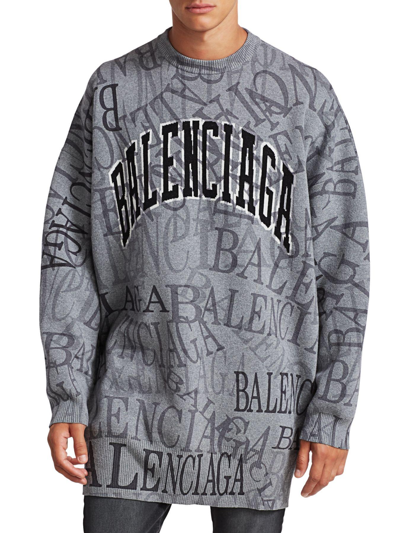 Balenciaga Synthetic Greyscale Sweater in Gray for Men - Lyst