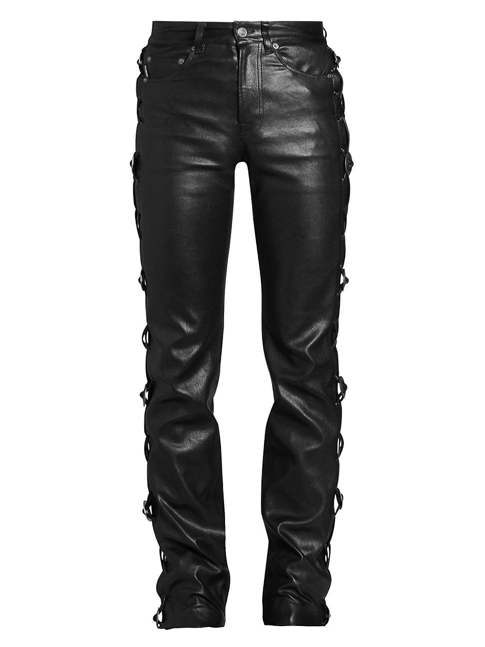 Balenciaga Conchos Laced Leather Skinny Pants in Black for Men - Lyst