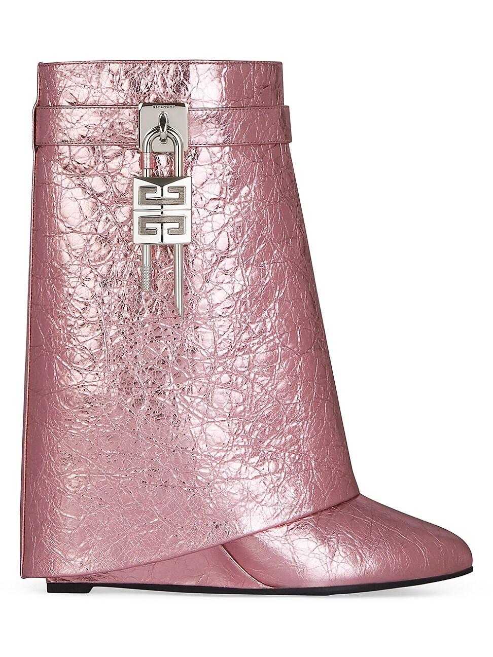 Givenchy Shark Lock Ankle Boots In Laminated Leather in Pink | Lyst