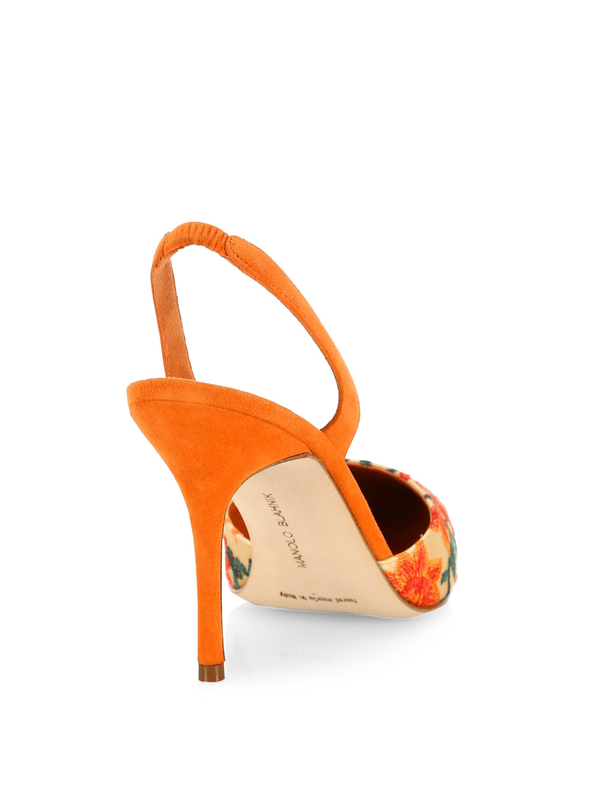 orange slingback pumps