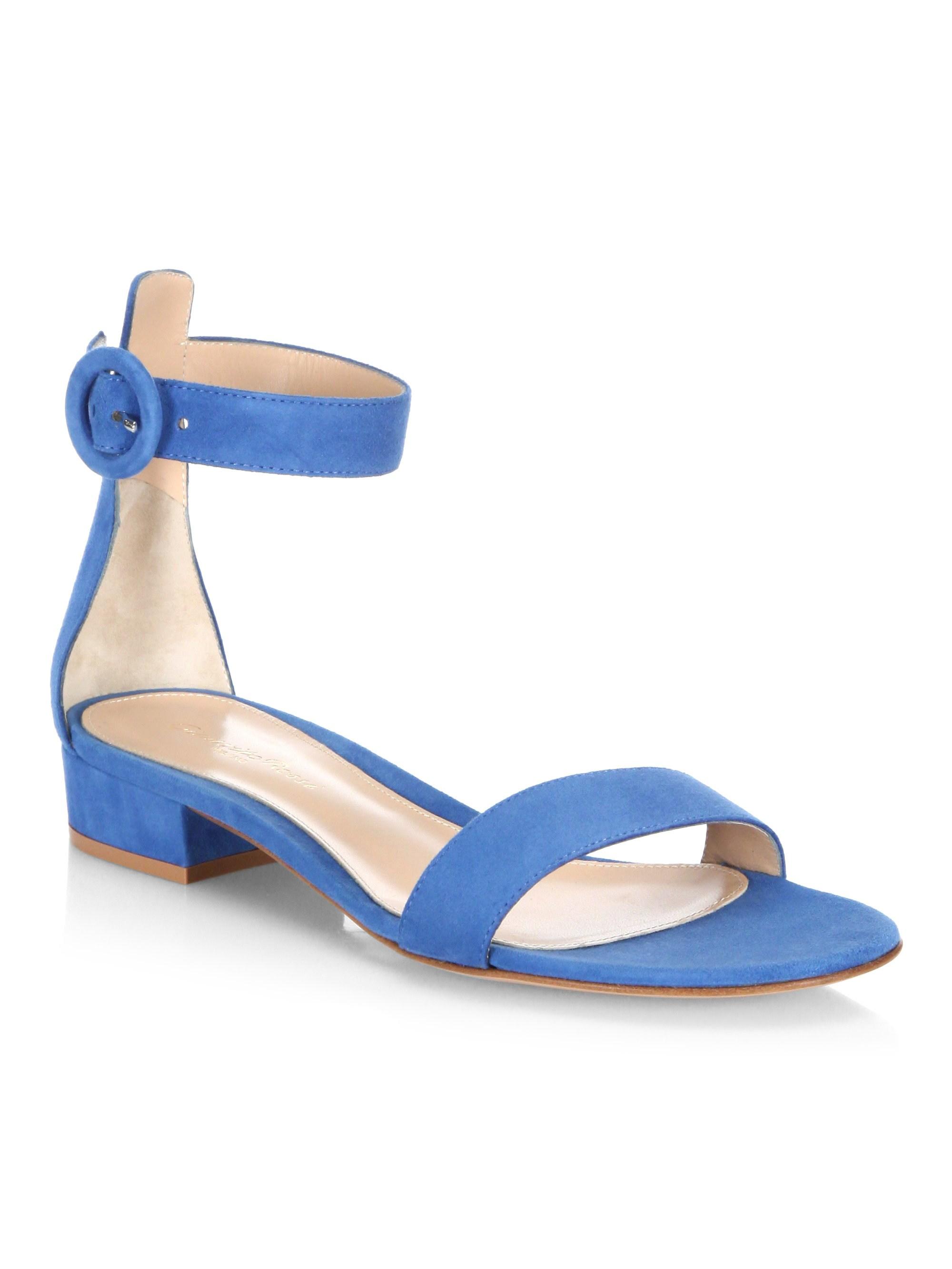 Gianvito Rossi Women's Portofino Suede Anklestrap Flat Sandals