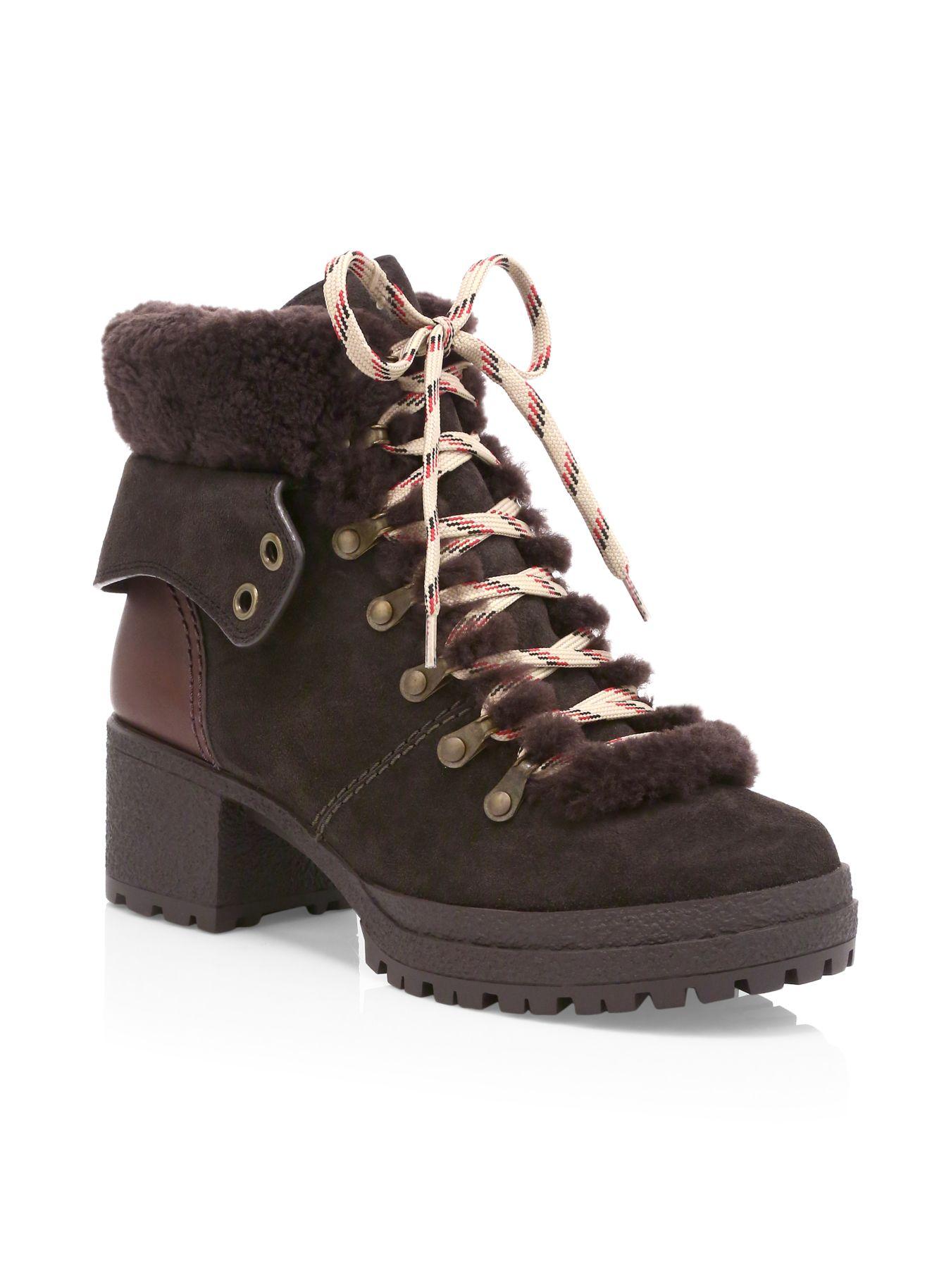see by chloe eileen flat shearling hiker boots