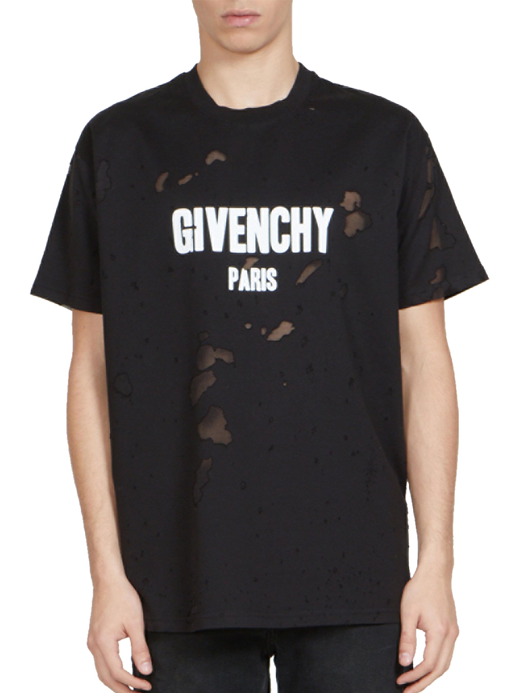 Givenchy Cotton Destroyed Logo Tee in Black for Men - Lyst