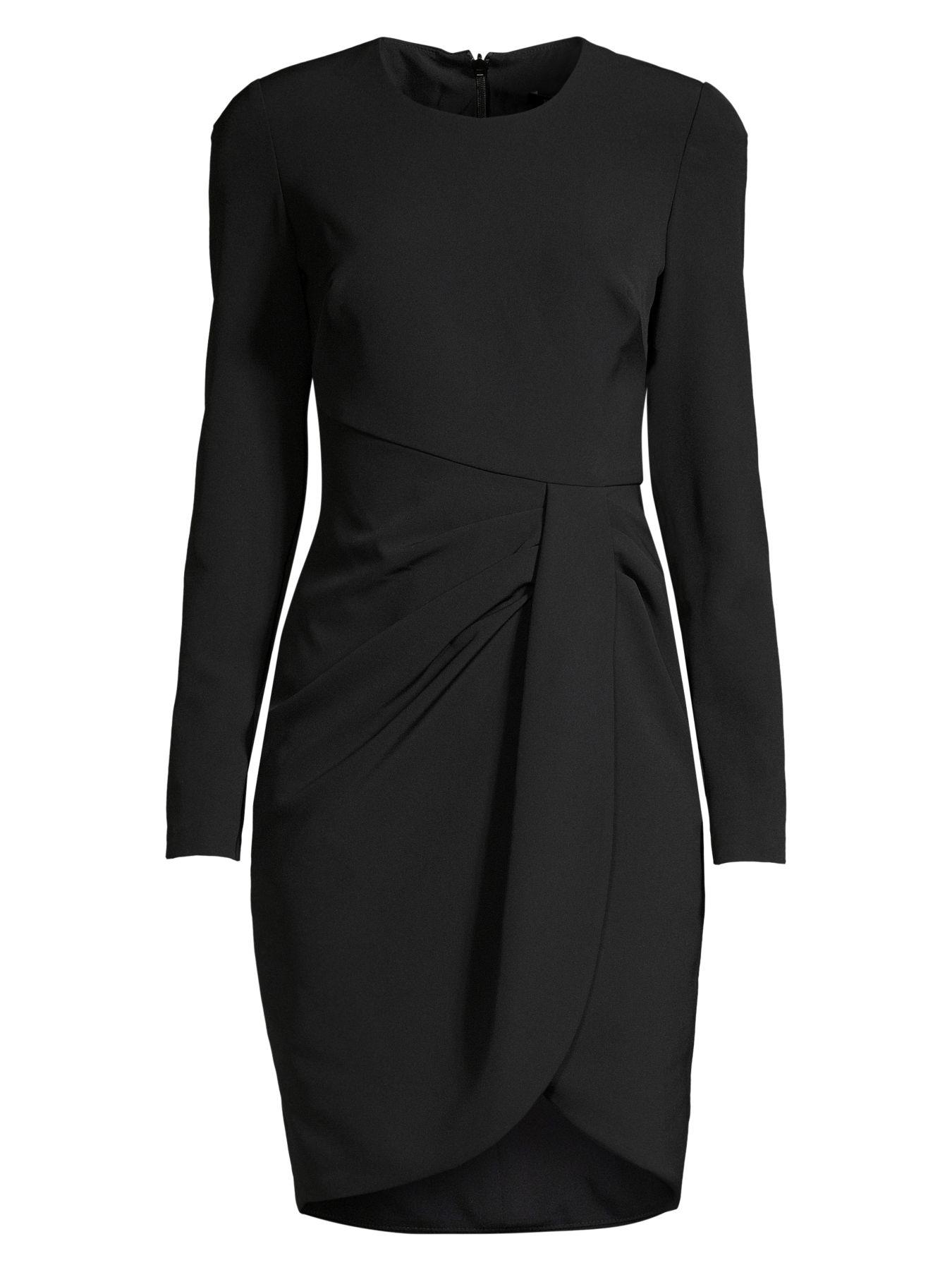Black Halo Synthetic Ivana Ruched Faux Wrap Sheath Dress in Black - Lyst