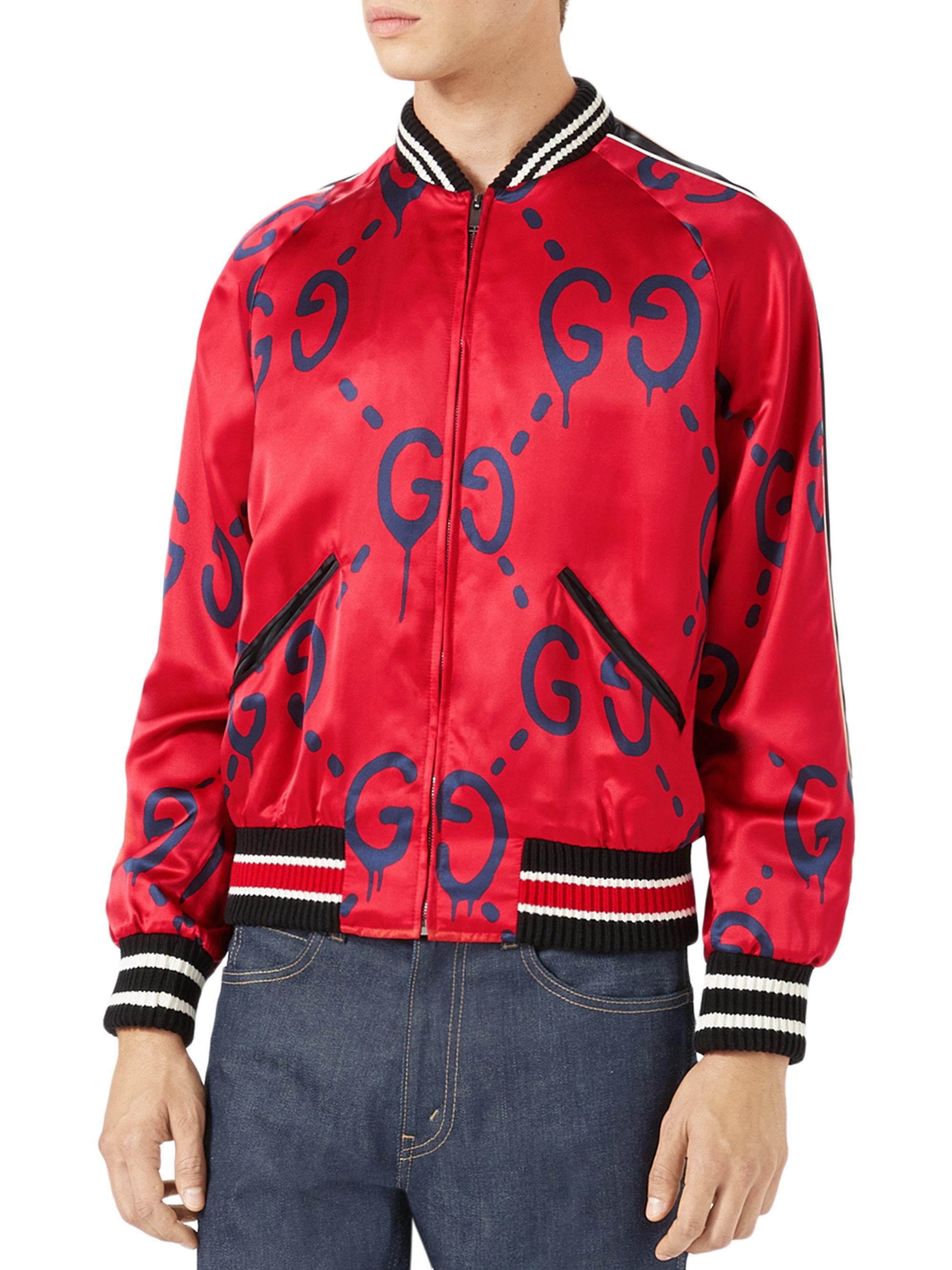 Lyst - Gucci Ghost Duchesse Bomber Jacket in Red for Men