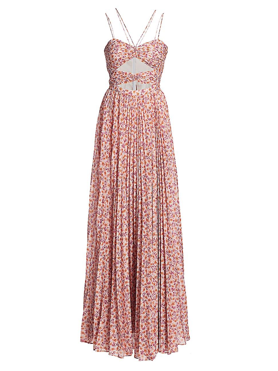 Lana Cutout Bodice Pleated Maxi Gown 