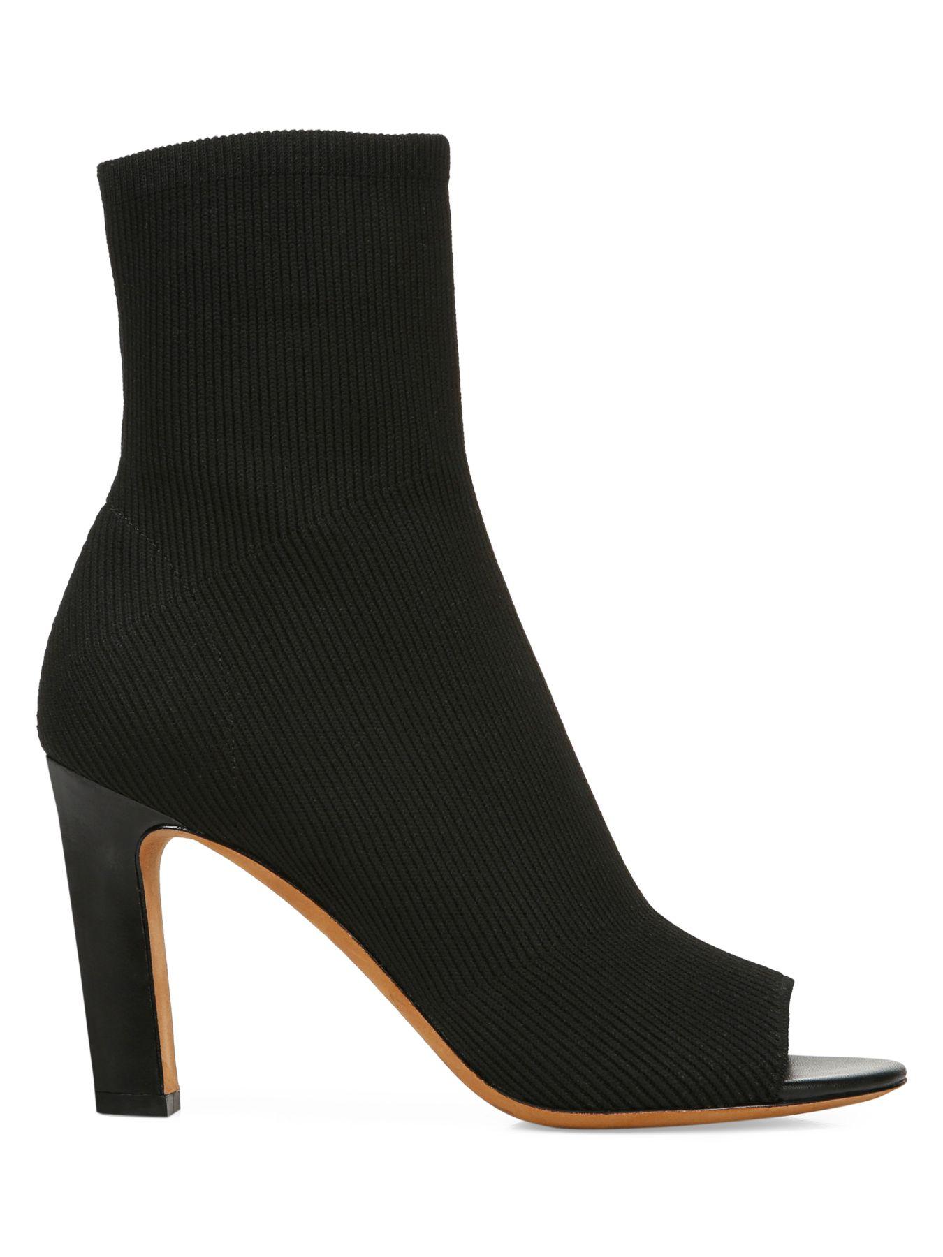 black sock heels peep toe