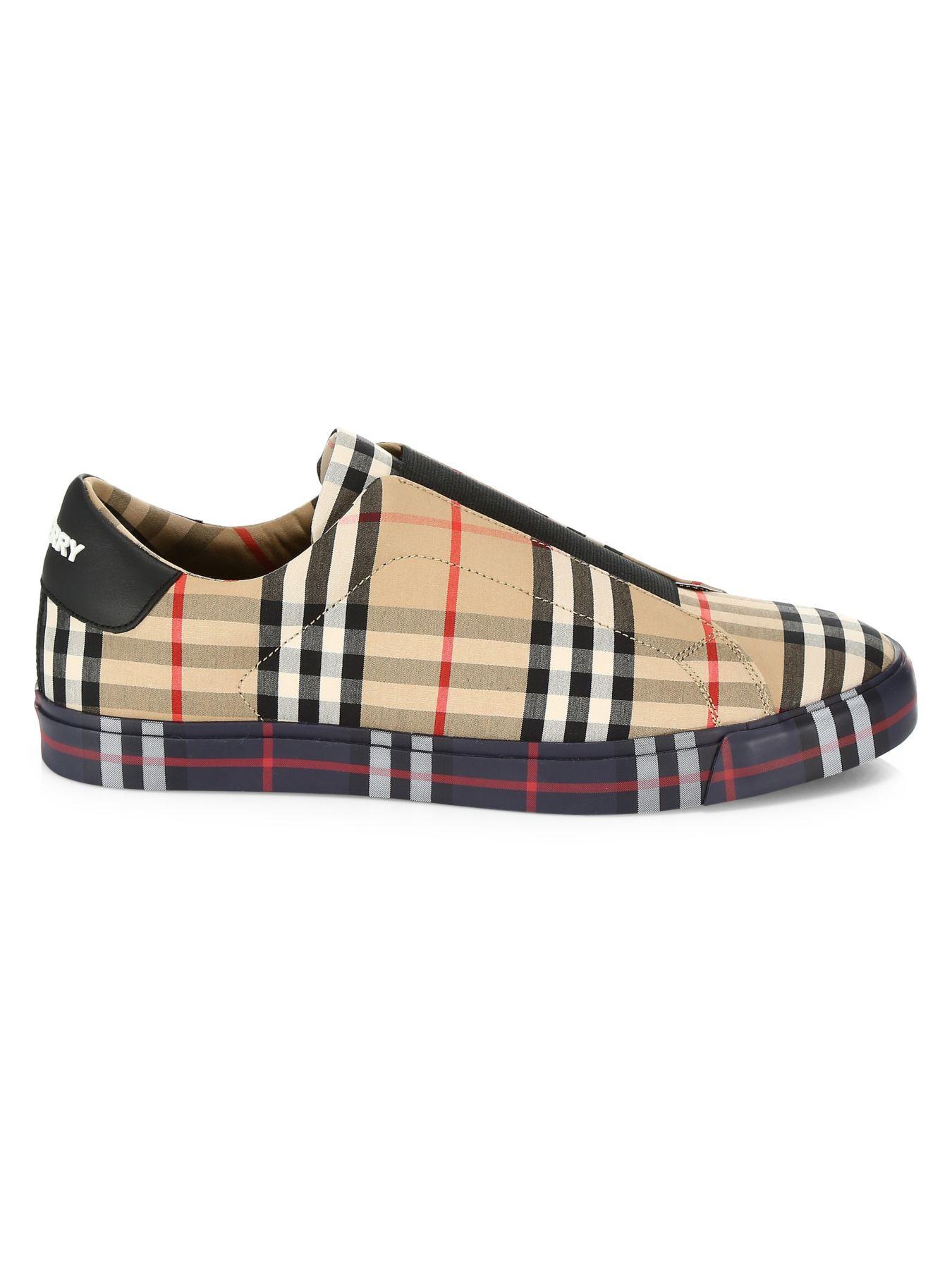 Burberry Cotton Markham Check Slip-on Sneakers for Men - Save 26% - Lyst