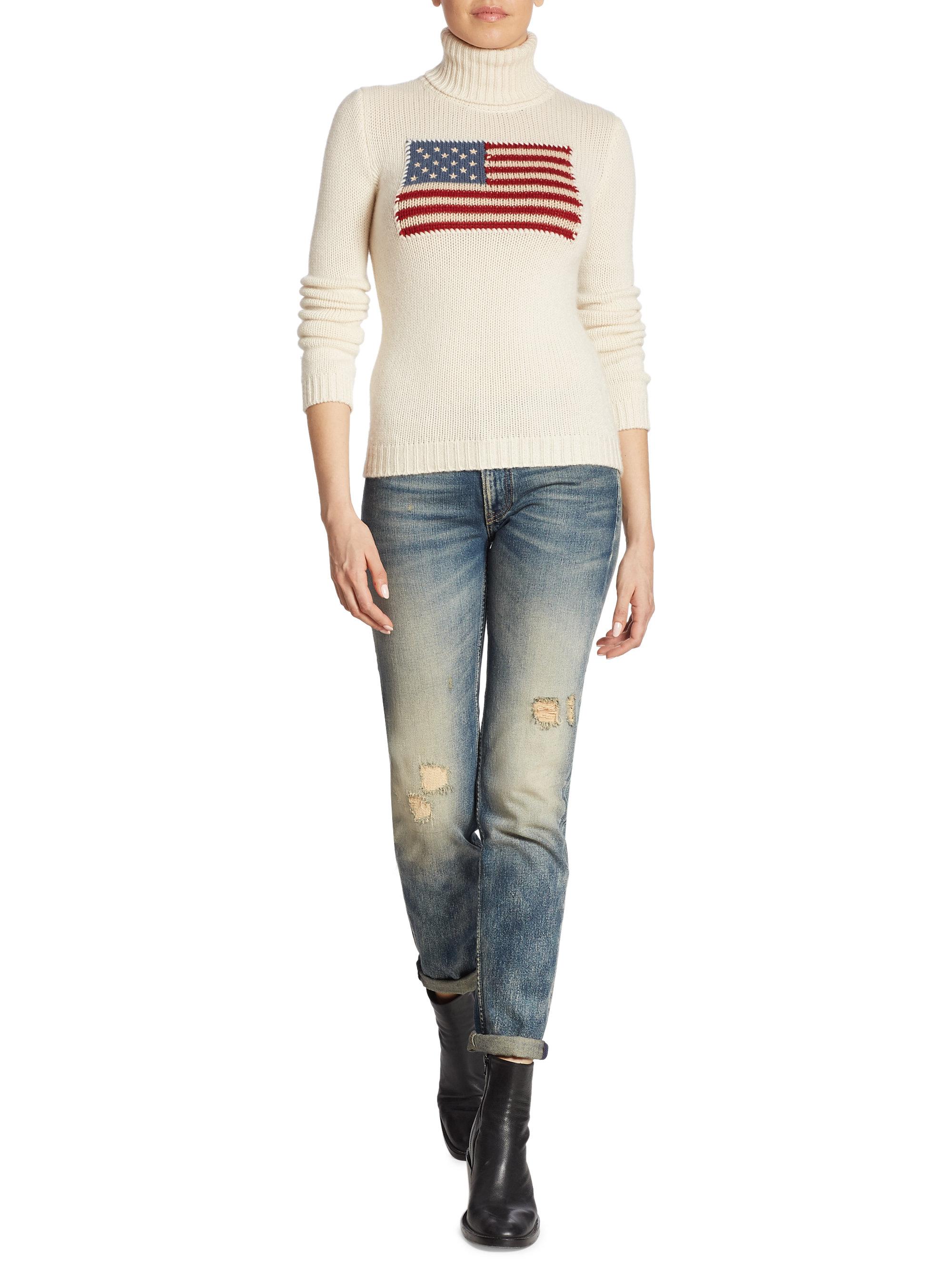ralph lauren flag sweater cream
