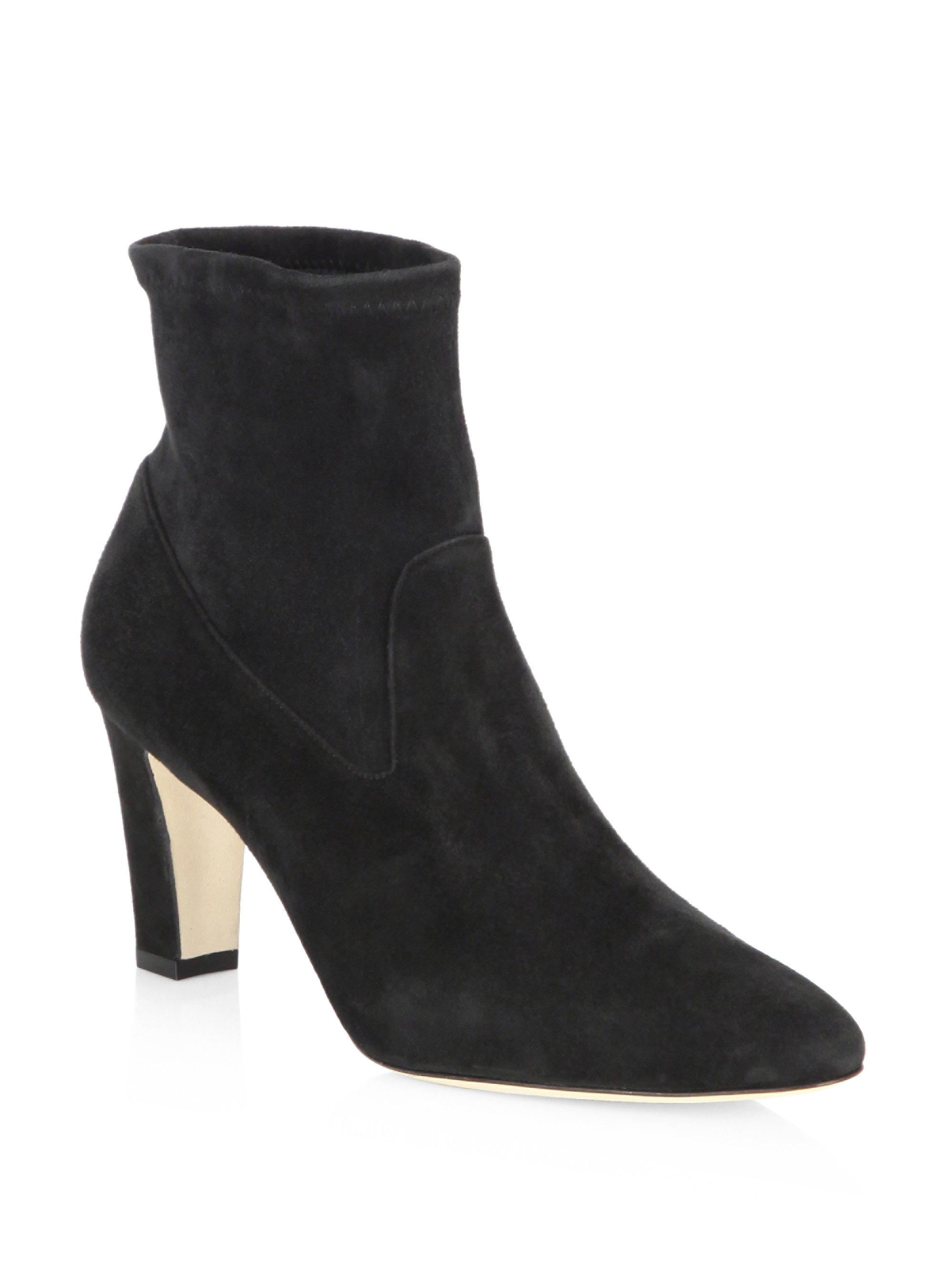 black stretch booties low heel