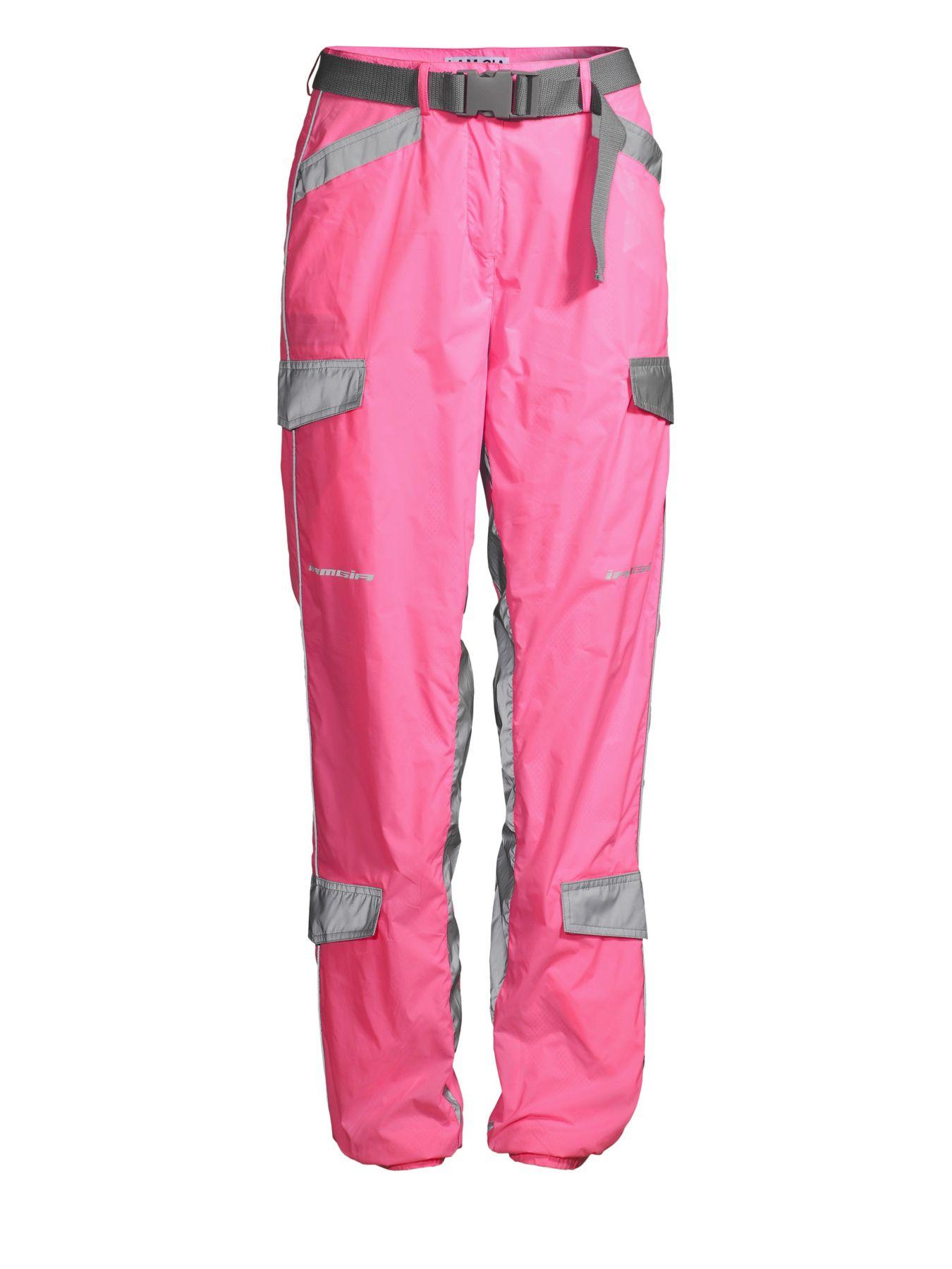 neon pink track pants