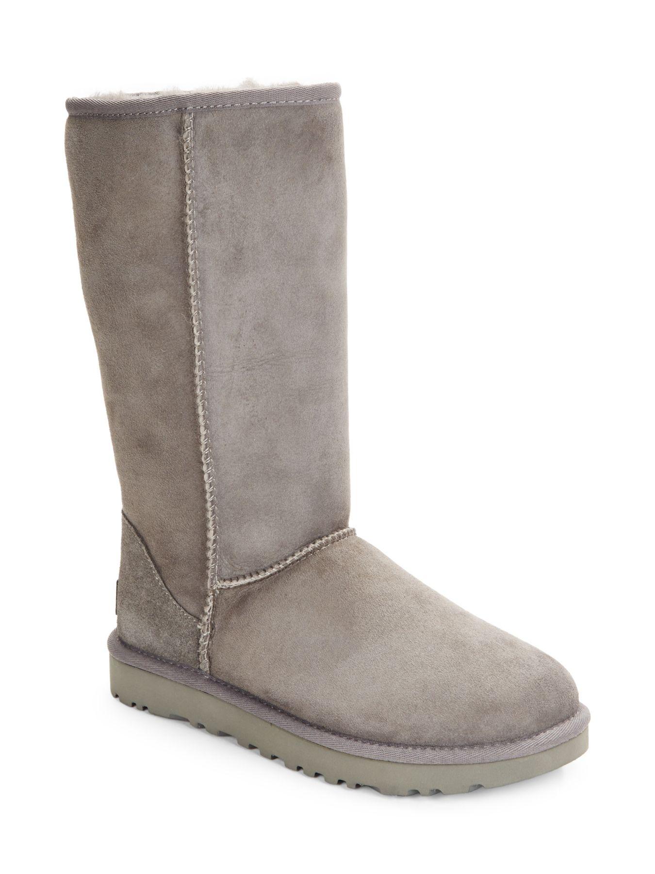 UGG Classic Tall Ii Shearling-lined Suede Boots in Grey (Gray) - Lyst