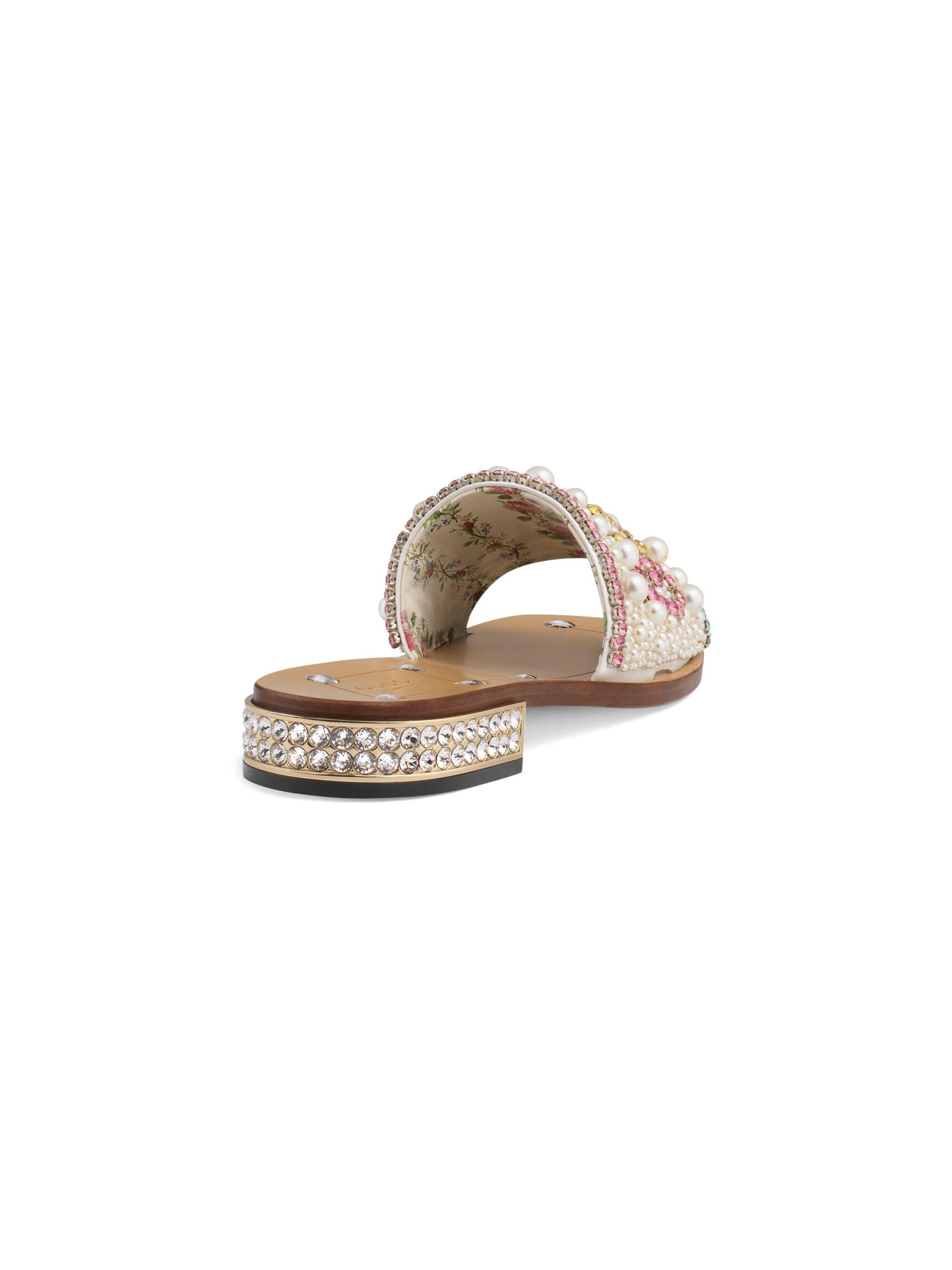 Gucci Women's Crystal & Pearl Leather Mules | Lyst