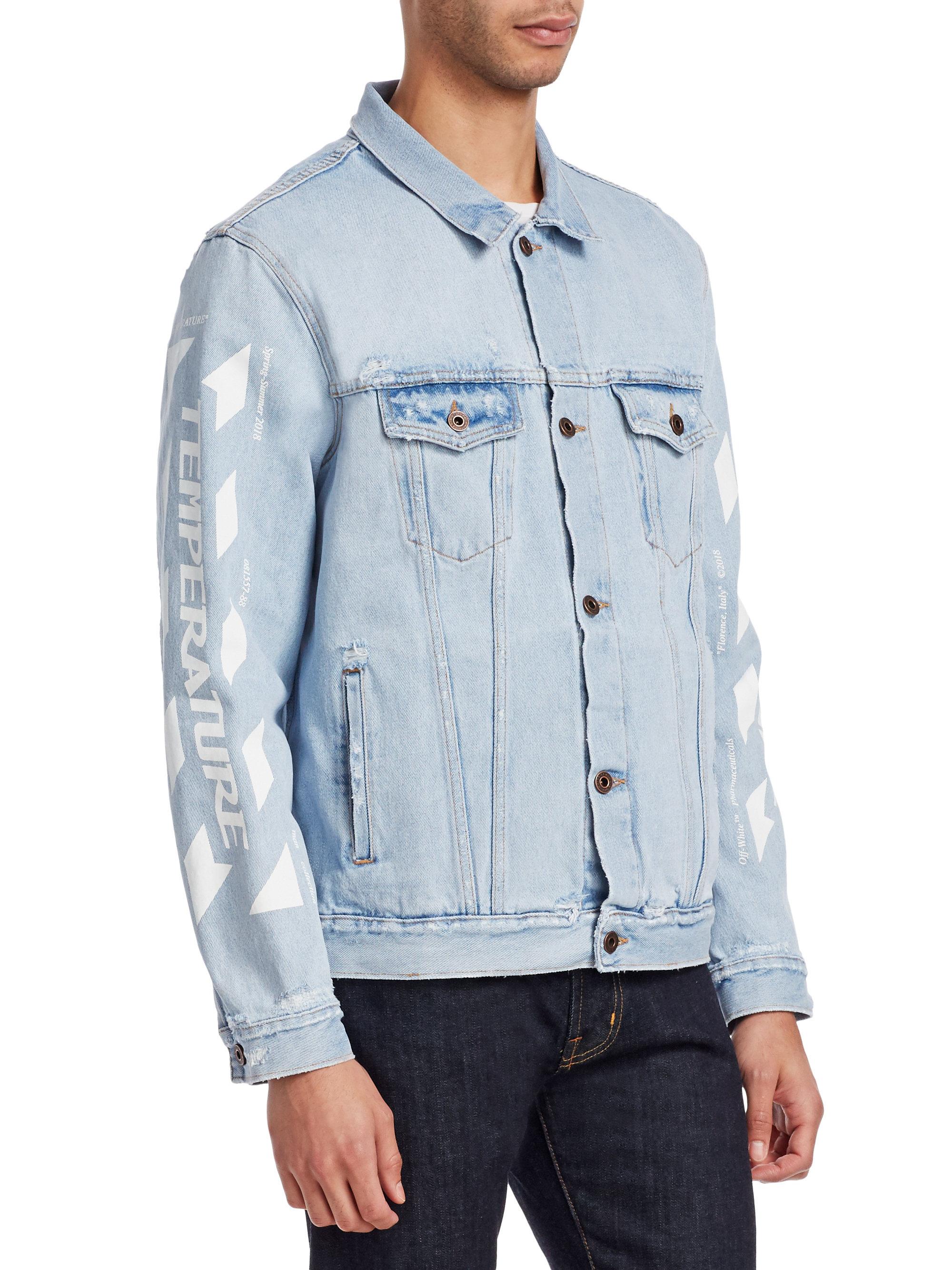 Off-White c/o Virgil Abloh Oversized Graphic Denim Jacket in White for ...