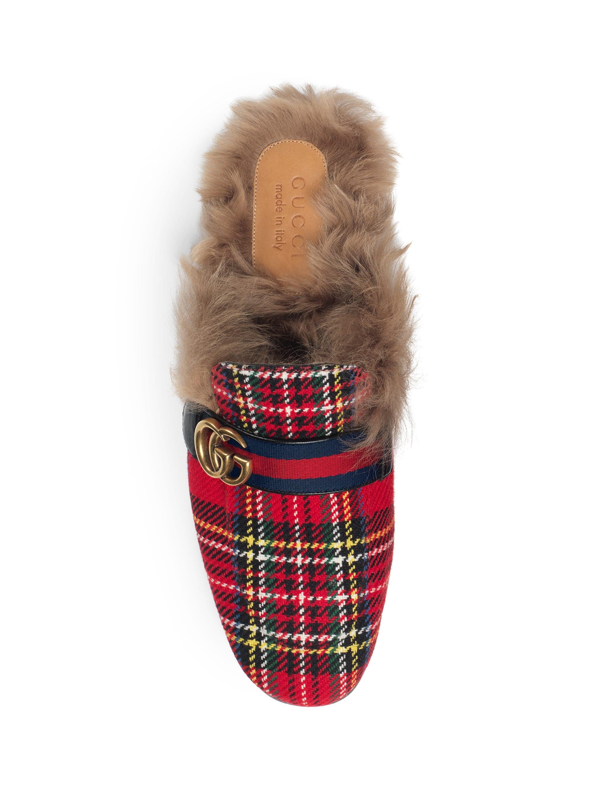 gucci fur slides mens