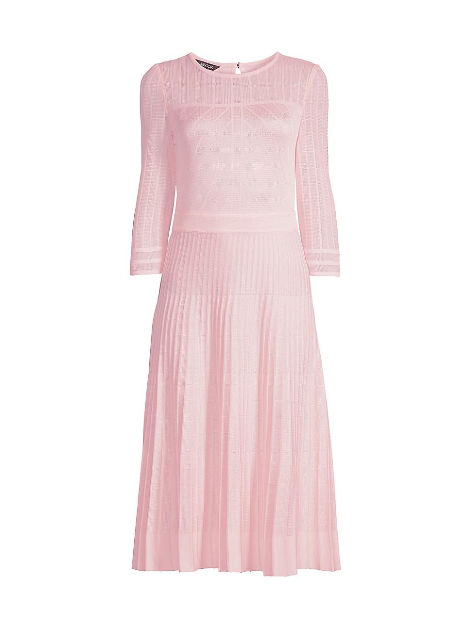 Misook Pleated Knit Mididress in Pink Lyst