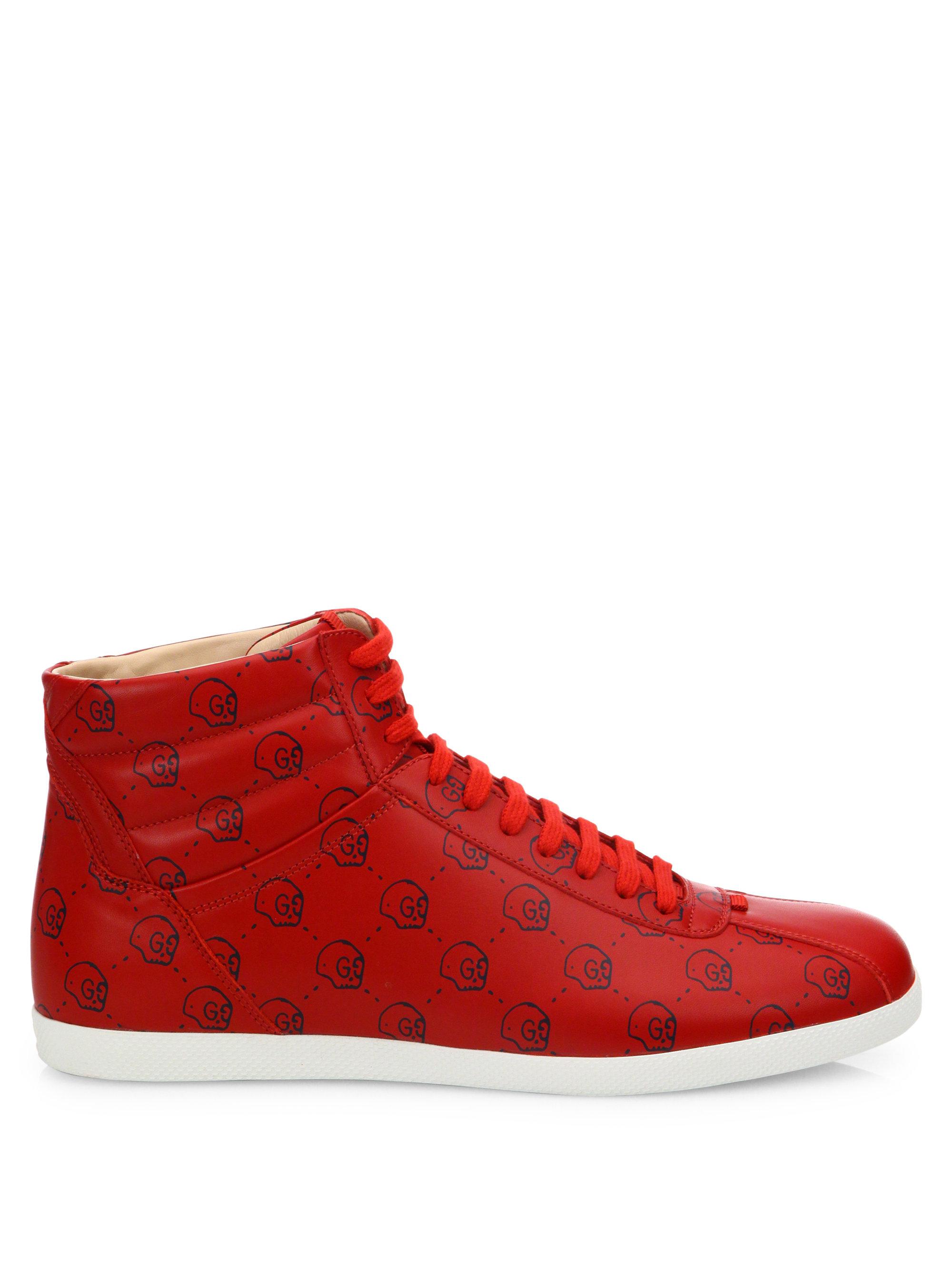Gucci Leather Ghost Laceup Sneakers in Red for Men Lyst