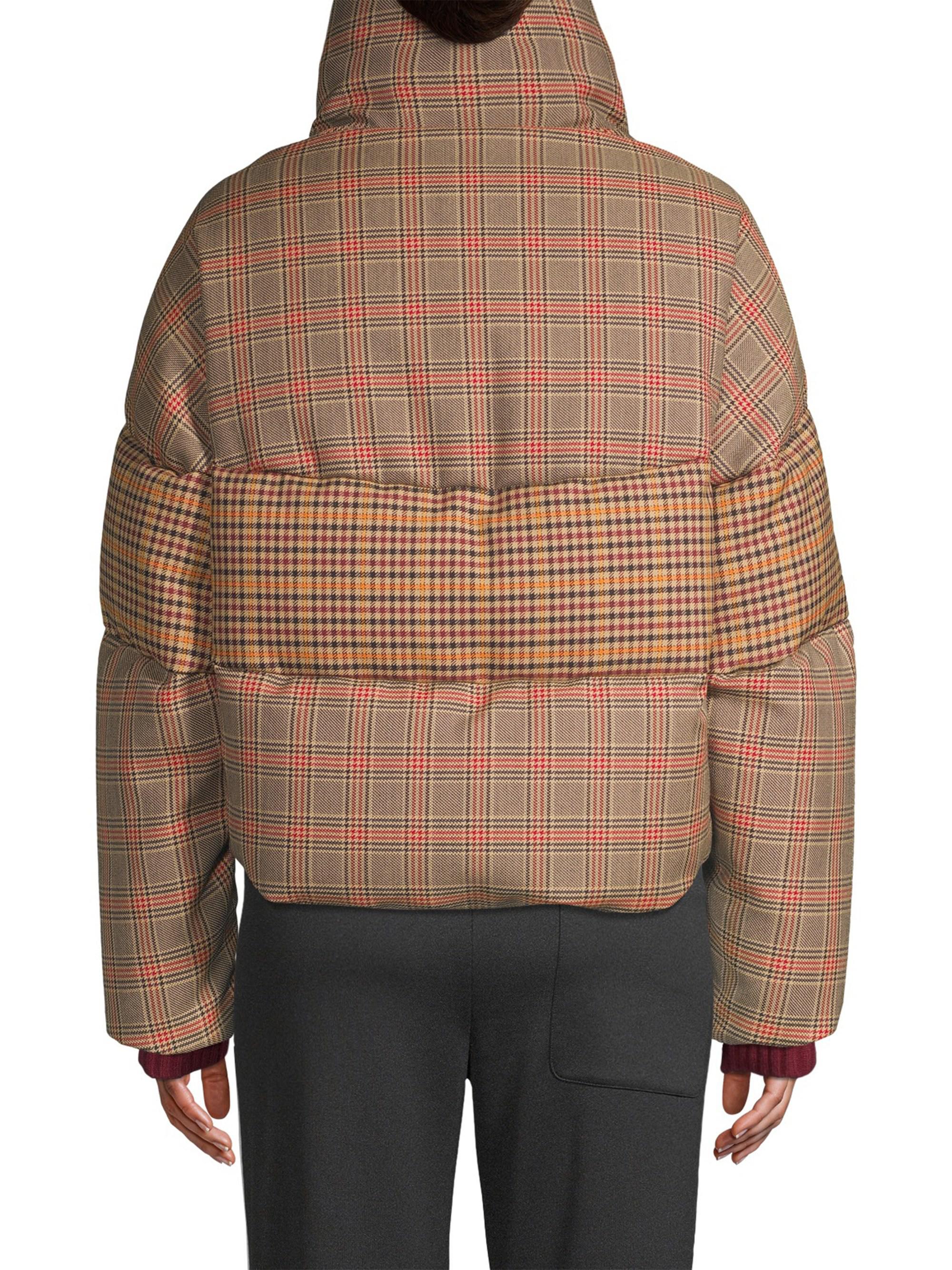 Moncler Synthetic Multi-plaid Puffer Jacket in Dark Red (Red) | Lyst