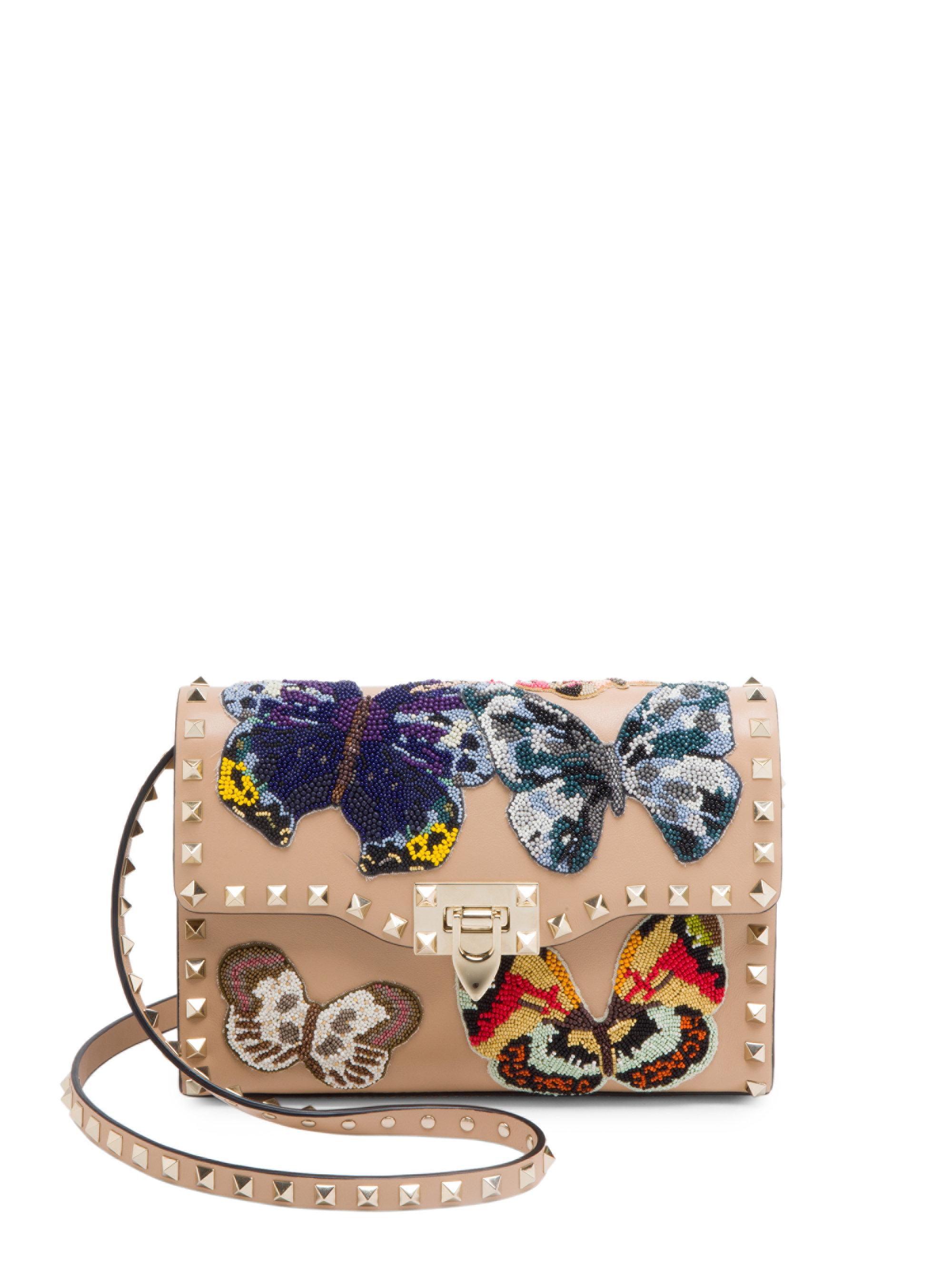 Valentino Medium Rockstud Butterfly Leather Shoulder Bag ...