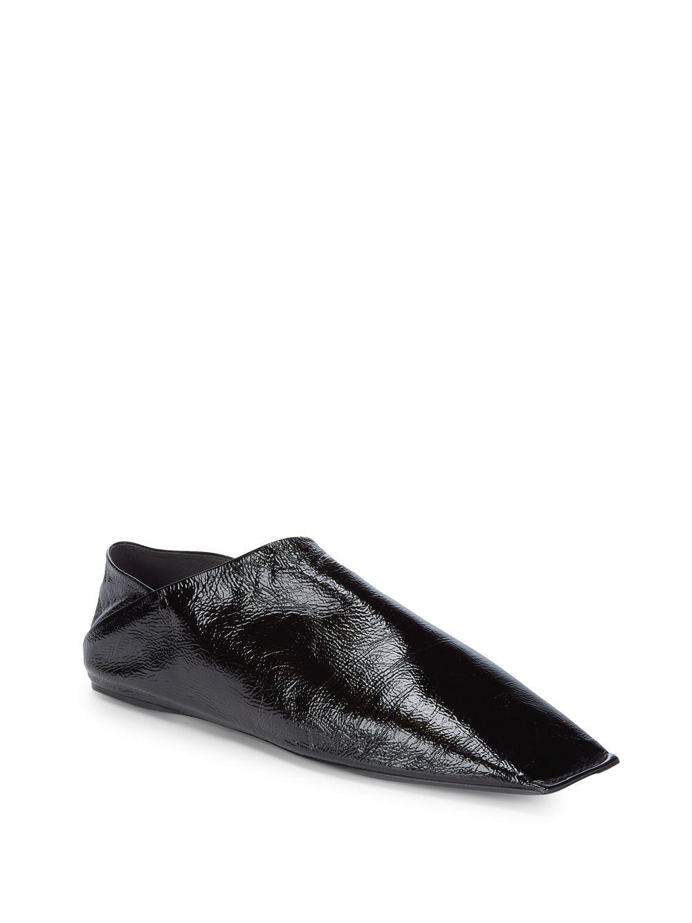 Balenciaga Square Toe Leather Flats in Black | Lyst Canada