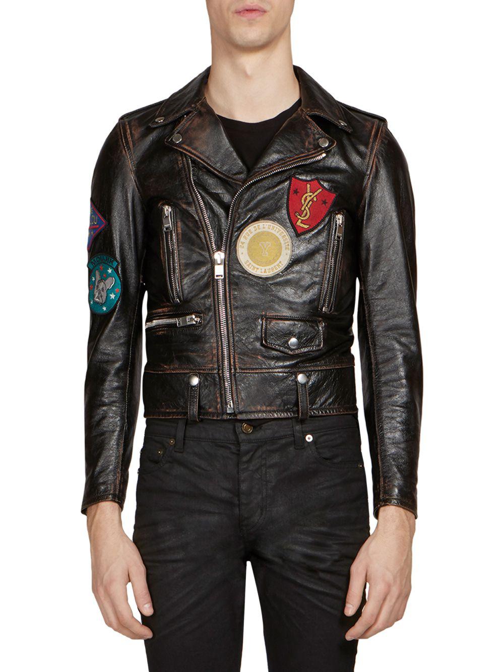 Lyst Saint Lau Classic Multi Patch Motorcycle Jacket In Black View Fullscreen